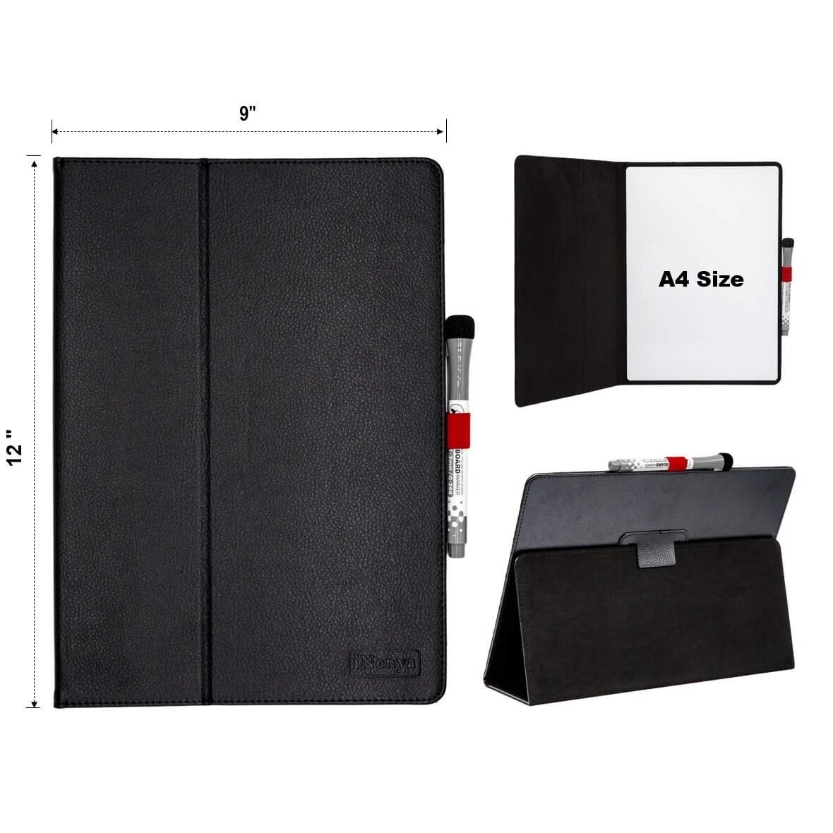 Portable Dry Erase Board 12x9 Inches - Small Whiteboard with Stand | Reusable A4 Mini Drawing Notebook for Kids, Students & Office | Perfect for School, Home & Desk Use