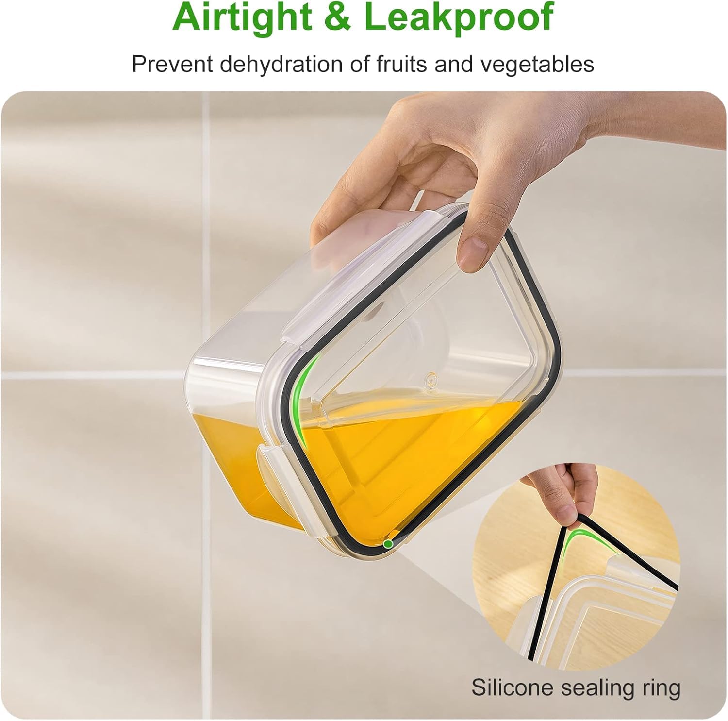 4-Piece Leakproof Food Storage Containers with Removable Colander & Chopper Set - Dishwasher & Microwave Safe Fridge Organizers for Fresh Fruits & Vegetables | Perfect for Meal Prep, Snack Storage & Kitchen Organization