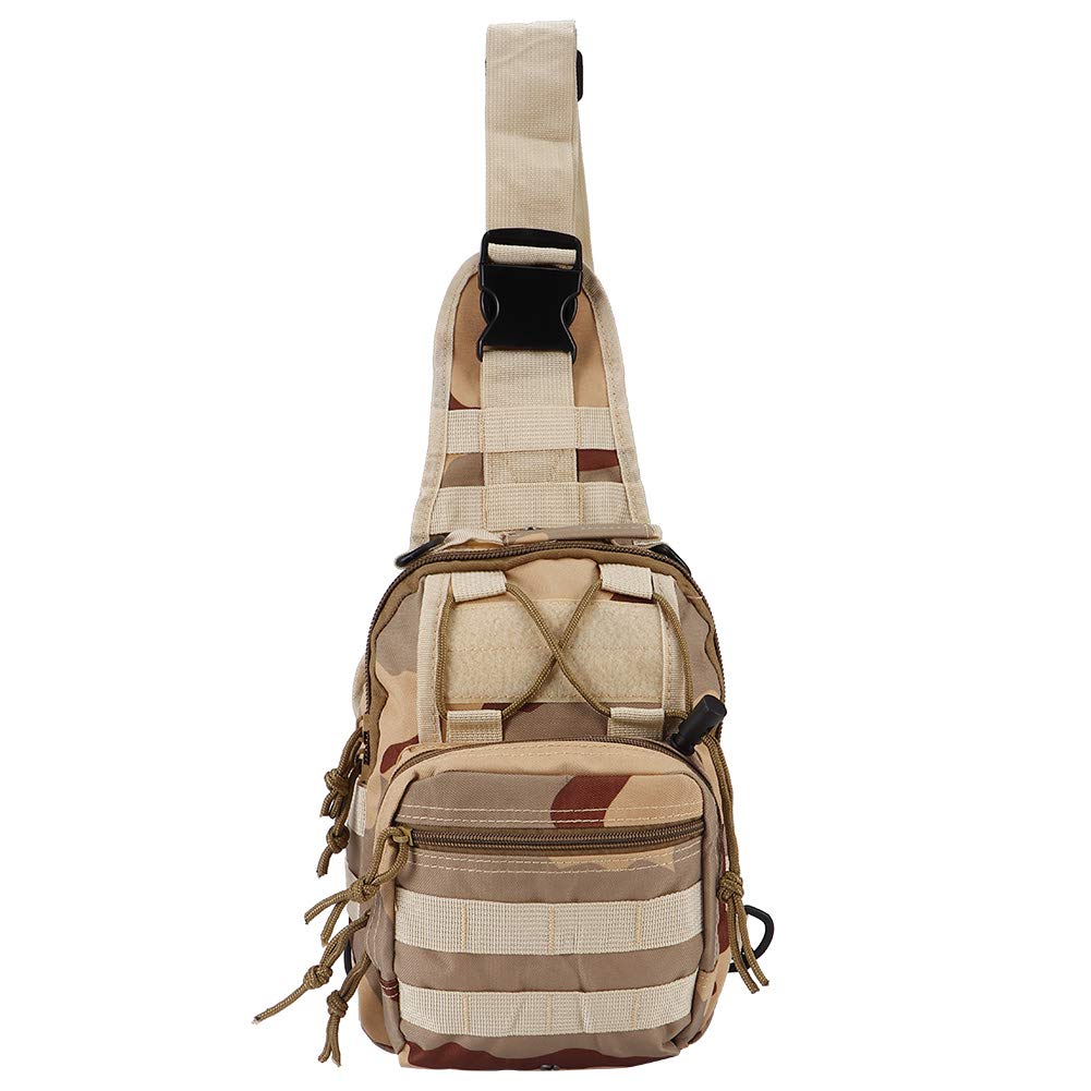 Teamsky 5L Waterproof Chest Bag - 600D Oxford Cloth Shoulder Bag for Outdoor Sports, Hiking, Travel & Cycling - Large Capacity Crossbody Bag (Desert Camo) - Perfect for Camping, Festivals & Daily Commute