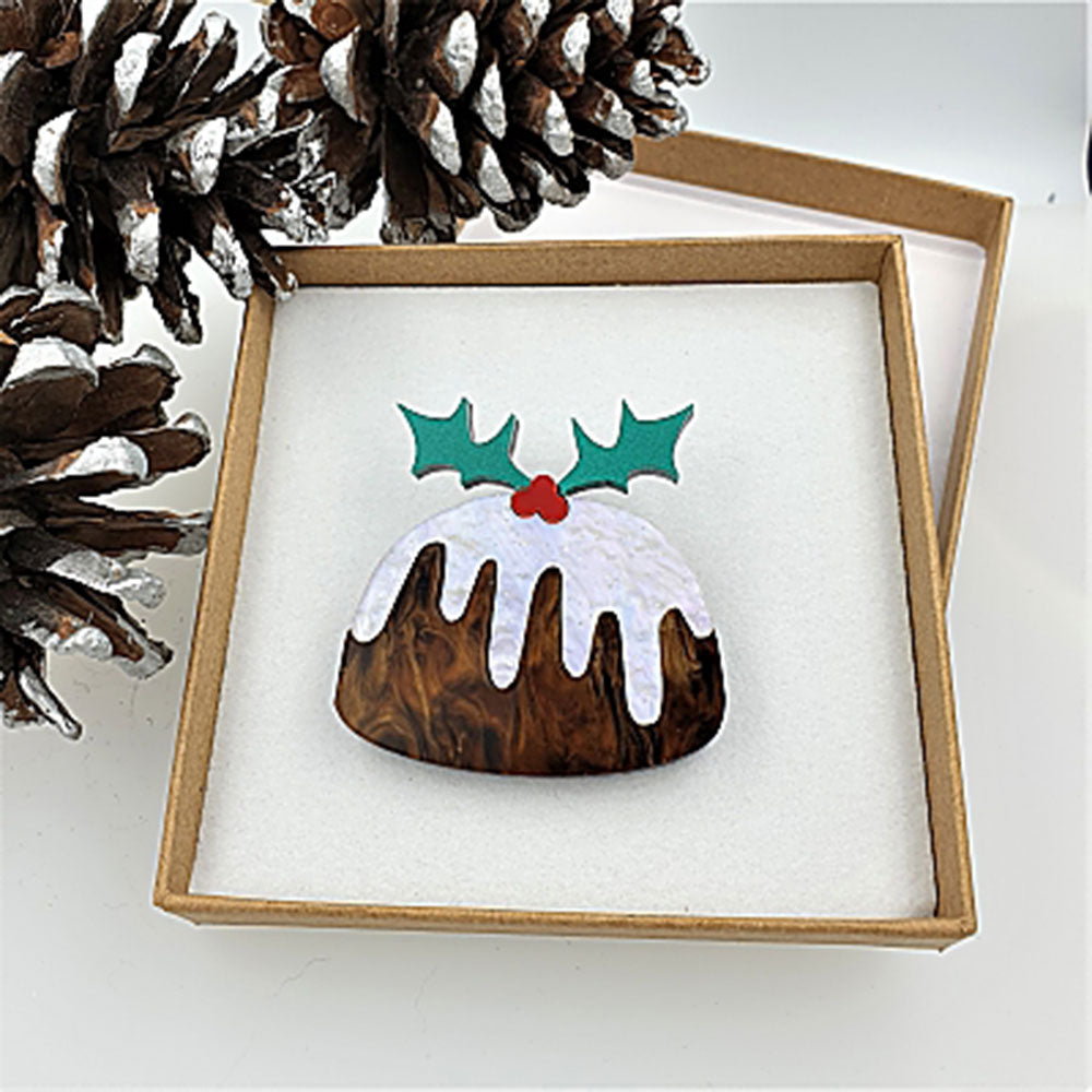 Cherryloco Christmas Pudding Brooch - Festive Holiday Pin for Women - Perfect for Christmas Parties, Gifts & Winter Fashion Accessories