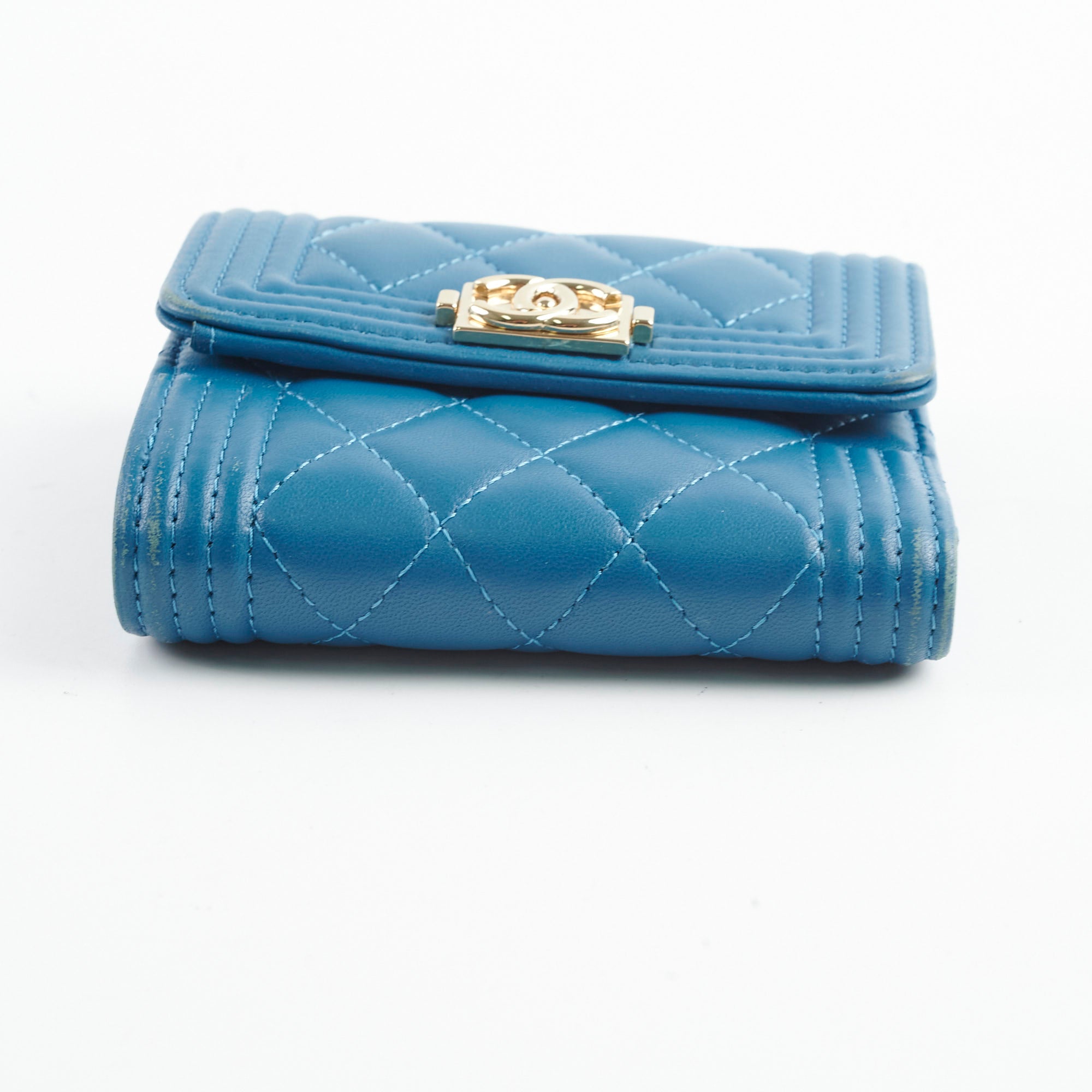 Chanel Boy Lambskin Quilted Flap Wallet in Blue | Luxury Designer Crossbody Bag for Women | Perfect for Evening Events & Daily Use