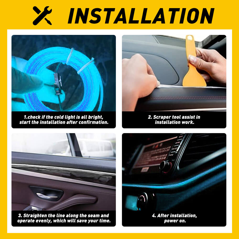 16.4FT Ice Blue LED Car Interior Strip Lights - Auto Atmosphere Lighting Decor for Cars, Trucks, SUVs | Perfect for Night Driving, Car Shows & Custom Vehicle Lighting