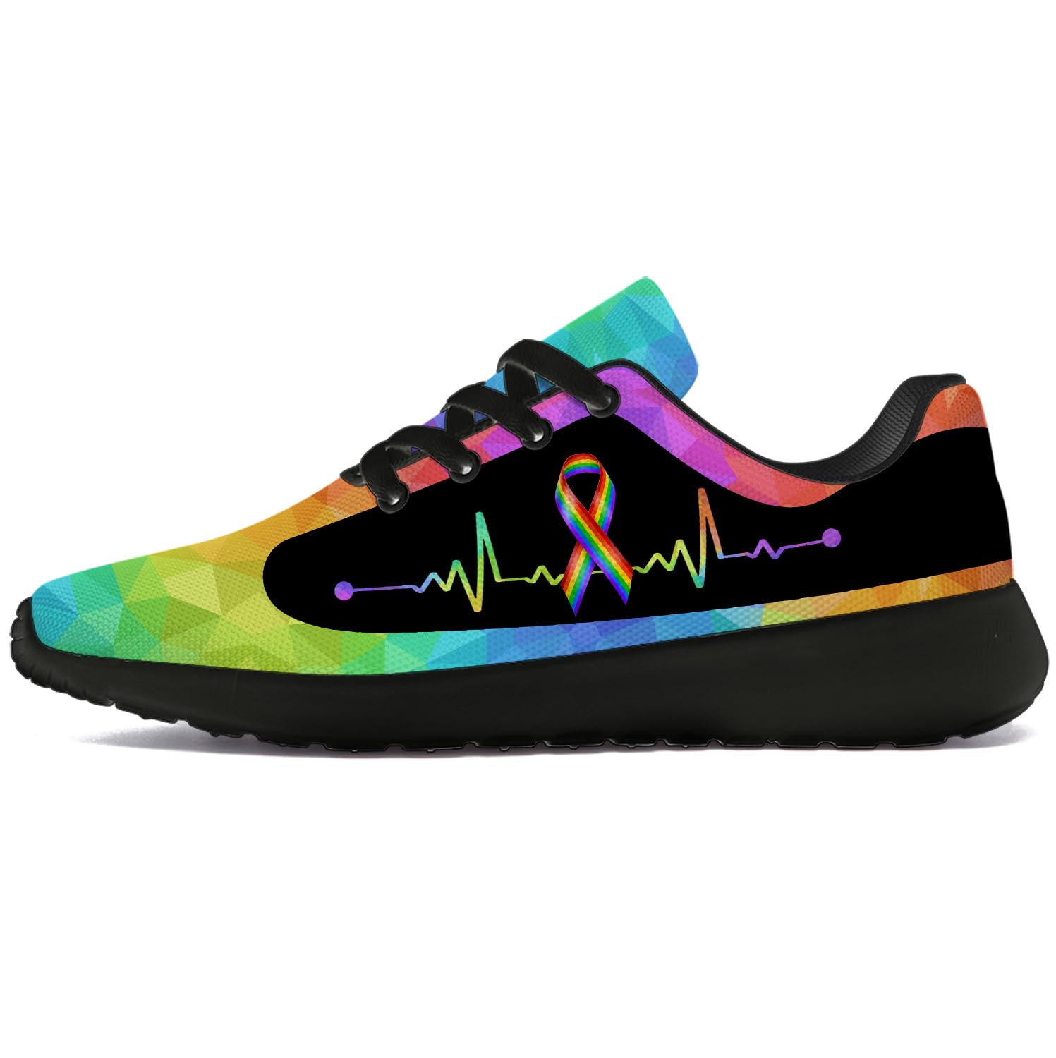 LGBT Pride Running Shoes for Women & Men - Rainbow Flag Tennis Sneakers for Walking, Jogging & Workouts - Unisex Comfort Athletic Shoes (Size 4.5 Men/6.5 Women Black) - Perfect for Pride Parades, Gym Workouts & Casual Wear