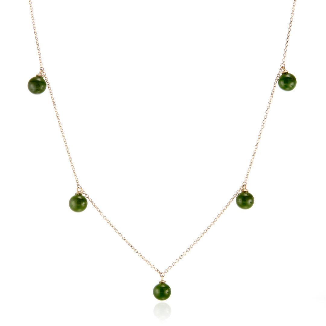 7mm Green Jade Bead Station Necklace - Elegant Natural Stone Jewelry for Women | Perfect for Everyday Wear, Office & Special Occasions