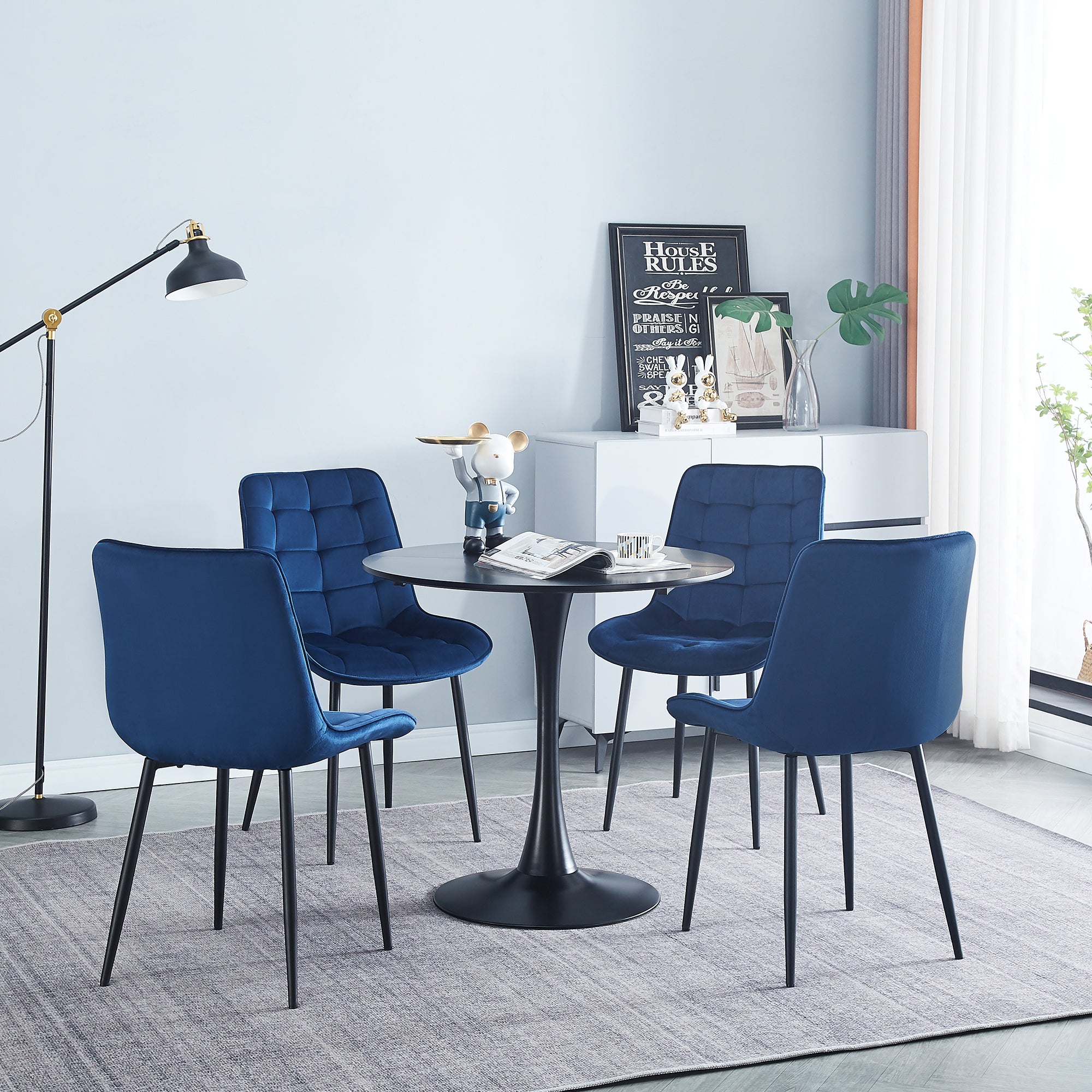 Modern Blue Dining Chairs Set of 2 - Contemporary Style with Advanced Technology - Perfect for Restaurants, Cafes, Bars, Offices & Living Rooms - Easy Assembly & Sturdy Design - Ideal for Home Dining & Commercial Spaces
