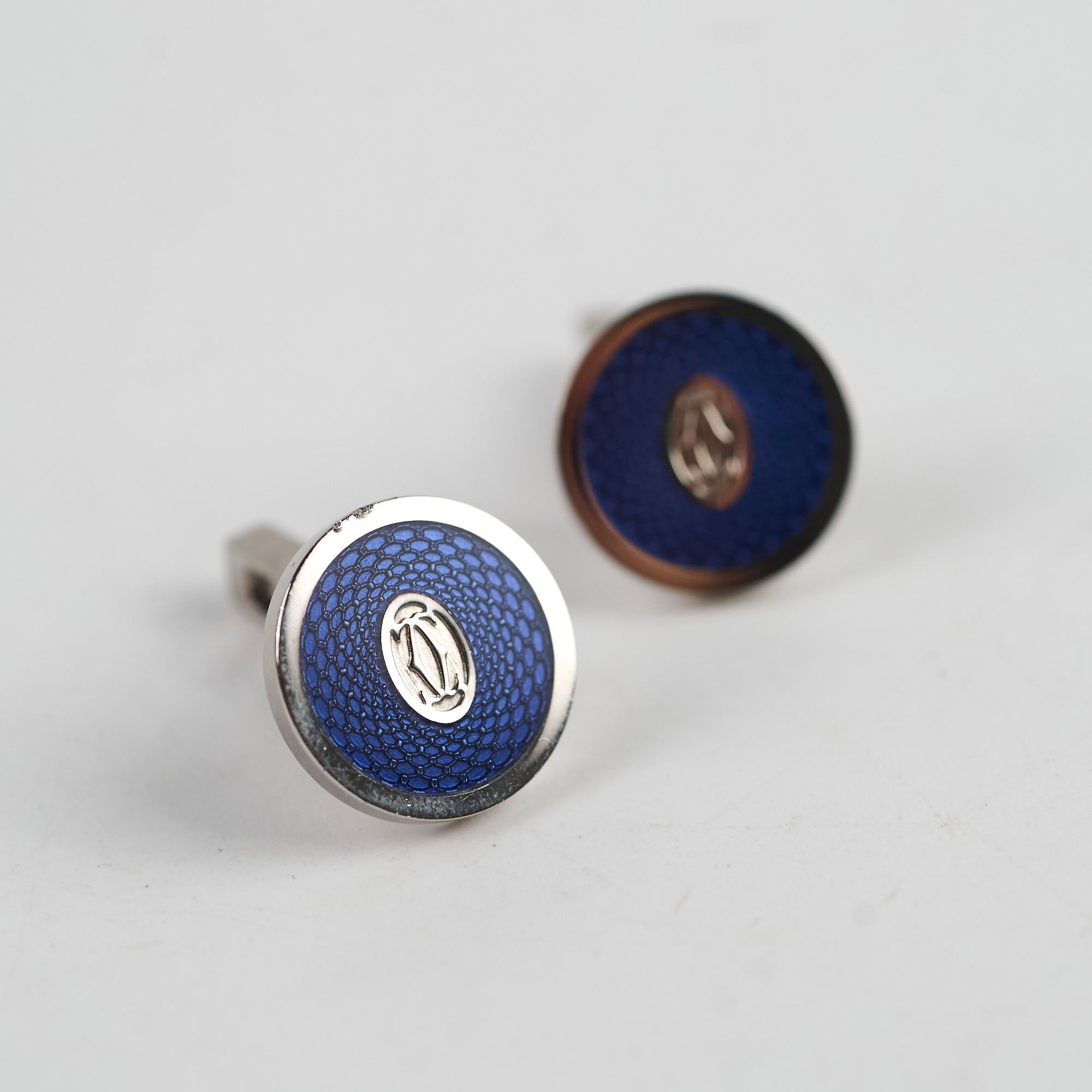 Cartier Double C De Sterling Silver Cufflinks for Men - Elegant Dress Shirt Accessories for Weddings & Formal Events