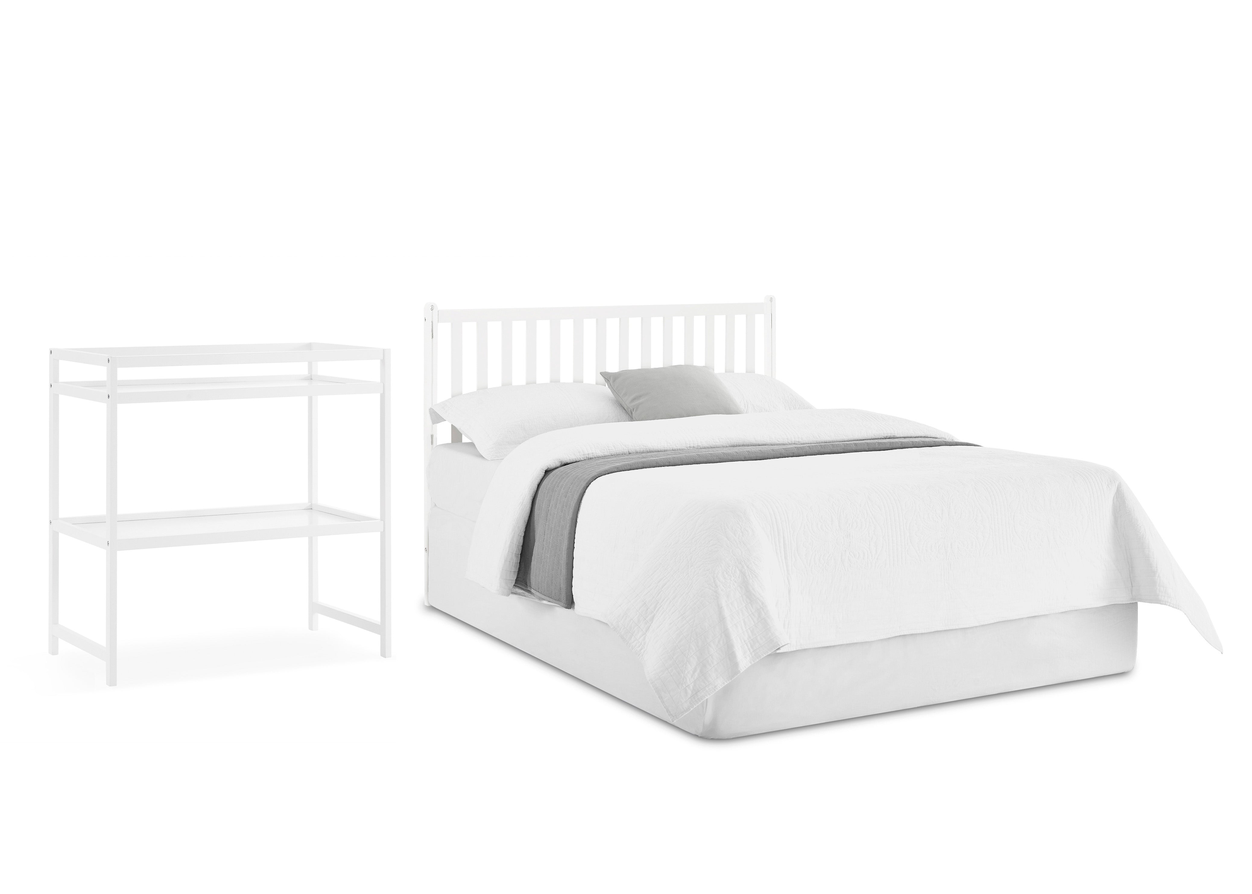 Ruby 6-in-1 Convertible Crib & Changing Table Nursery Set - White Baby Crib with Toddler Bed Conversion - Perfect for Newborns & Growing Kids - Ideal for Nursery Rooms & Daycare Centers