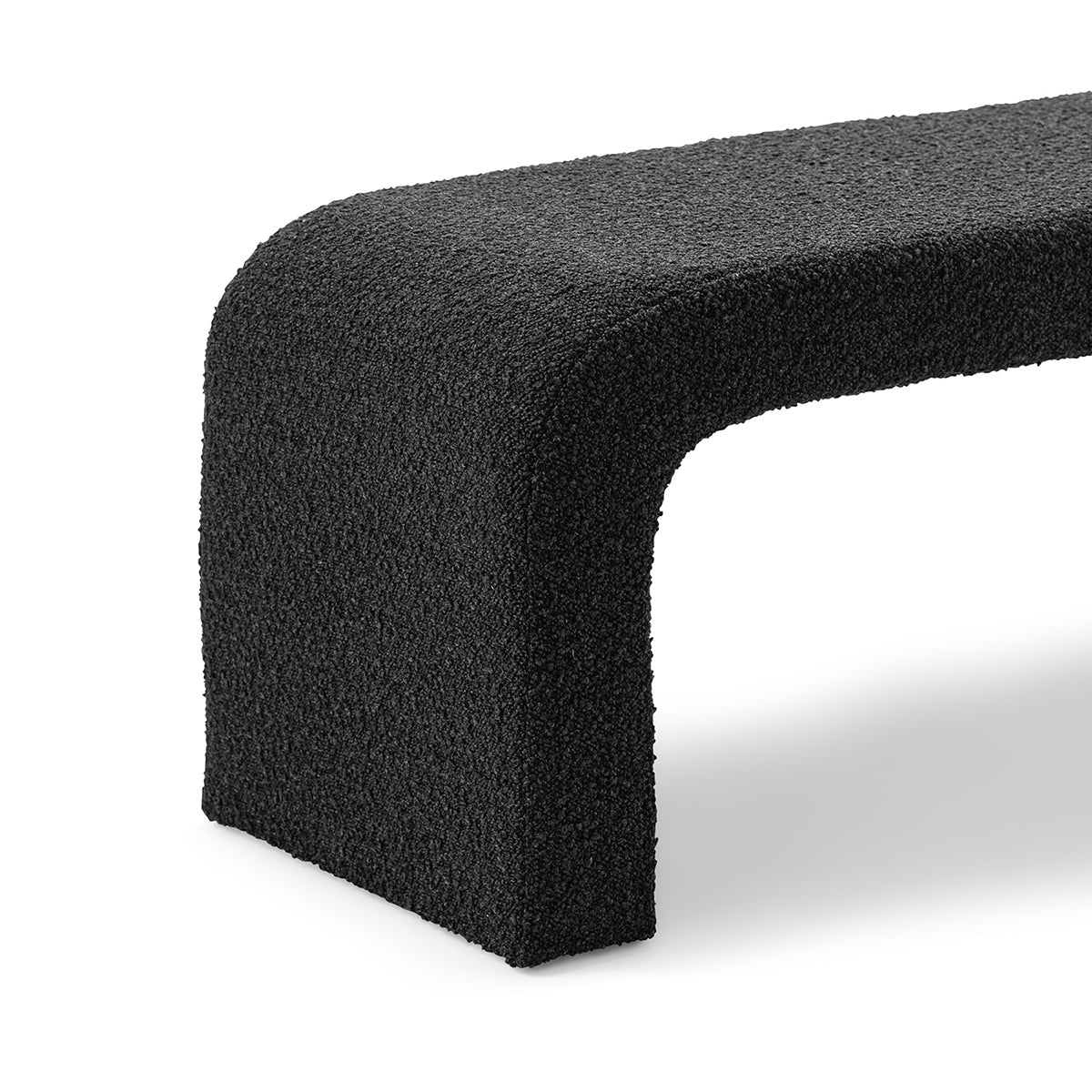 Camille Boucle Arch Bench - Modern Upholstered Accent Bench with Curved Design for Living Room, Bedroom, or Entryway
