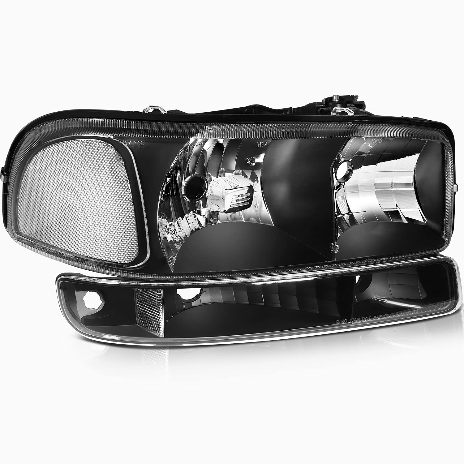 GMC Sierra Headlight Assembly 1999-2007 - Black Bumper Light for Yukon XL & HD Models