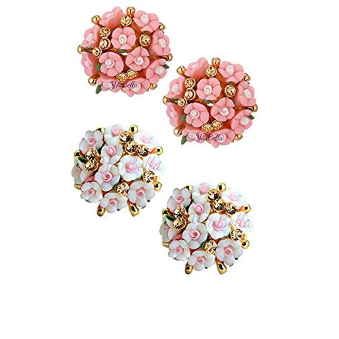 YouBella Gold Plated Floral Stud Earrings for Women & Girls - Elegant Jewelry Gift for Birthday, Wedding & Everyday Wear