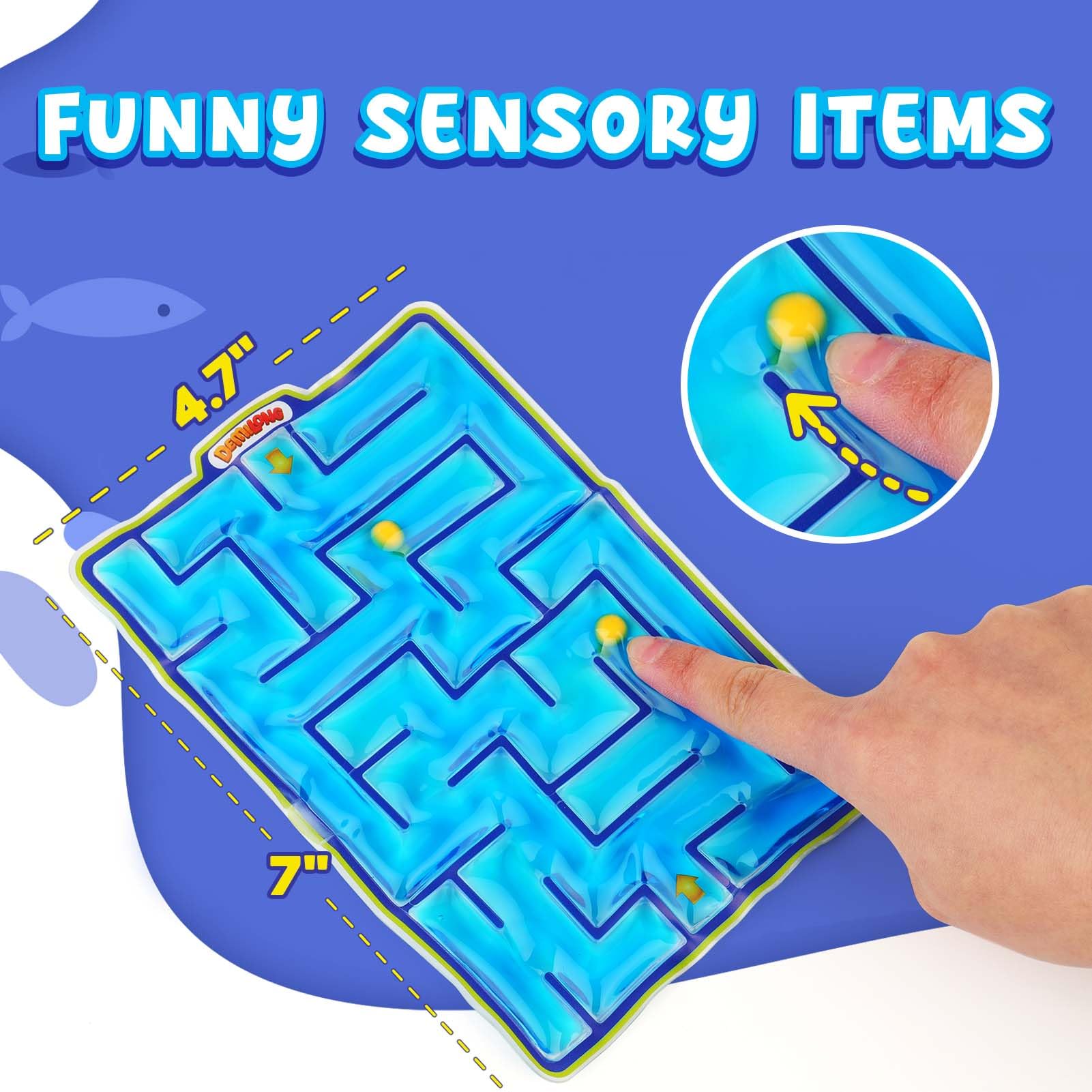 Sensory Fidget Toys for Kids - Gel Filled Marble Maze Stress Relief Toys for Children, Teens & Autism | Tactile Sensory Toys for Classroom, Preschool & Calming Needs | Perfect Easter Basket Stuffers & Gifts for Boys & Girls - Great for Home, School & Therapy Use