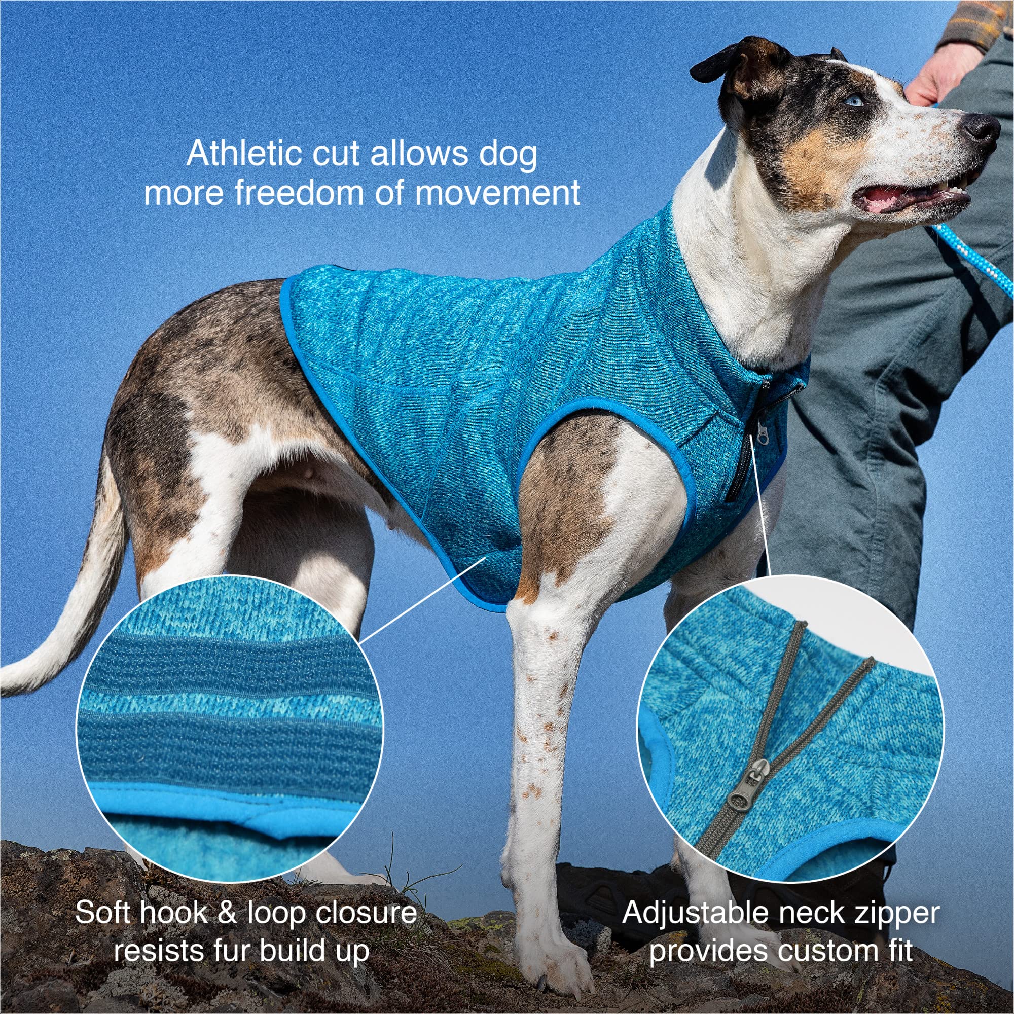 Kurgo Core Dog Sweater - Fleece-Lined Knit Winter Jacket for Large Dogs | Adjustable Neck & Harness Zipper | All-Season Pet Clothing (Heather Red, X-Large) - Perfect for Outdoor Walks, Cold Weather Protection & Stylish Daily Wear