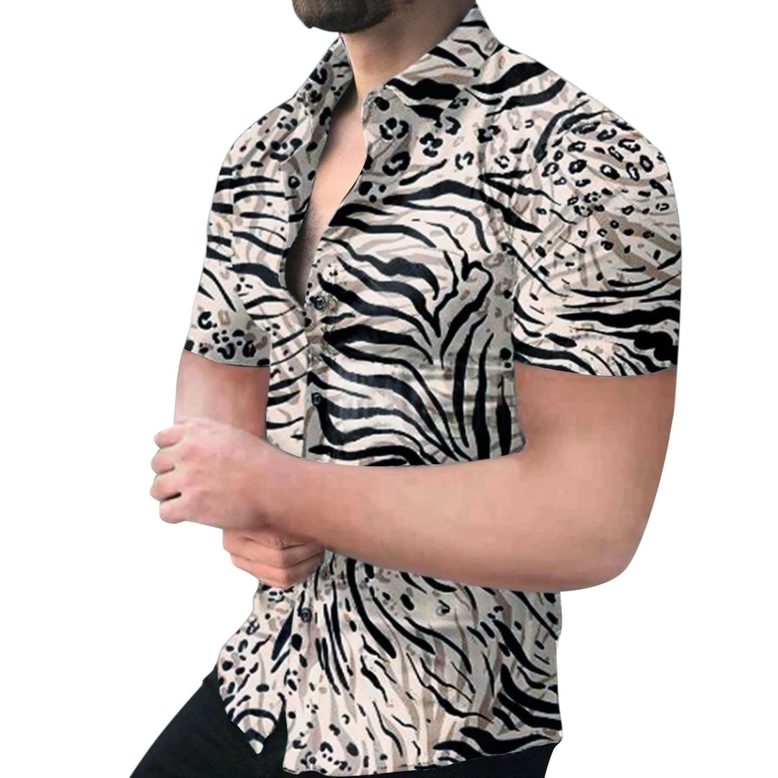 XXBR 2022 New Men's Casual Hawaiian Shirts - Summer Short Sleeve Button Down Shirt with Splash-Ink Graphic Print, Lapel Collar Top for Beach Vacation, Pool Party & Tropical Getaway