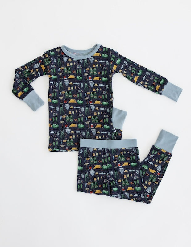 Gone Fishing Two Piece Pajama Set for Women - Soft Cotton Sleepwear with Pocket - Perfect for Lounging, Sleepovers & Cozy Nights at Home
