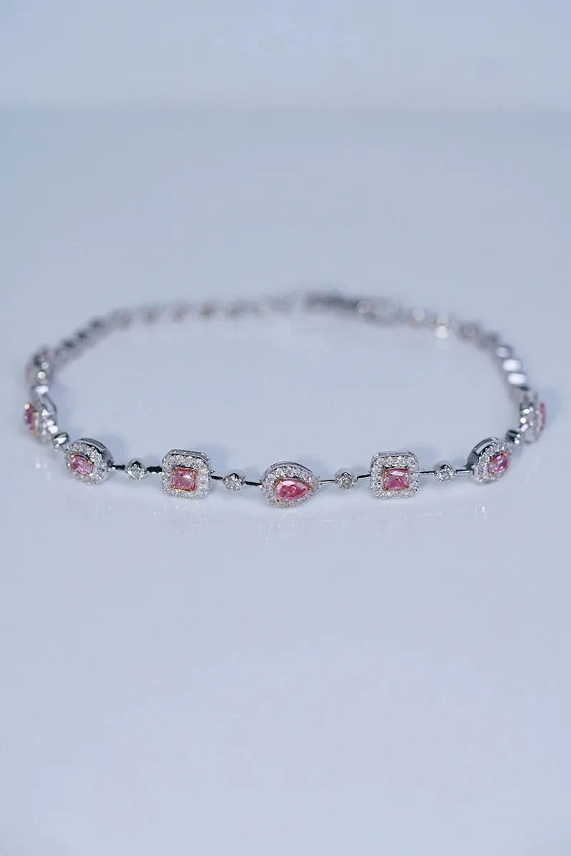 18K White Gold Bracelet for Women with Real Pink Diamonds | Elegant Engagement & Party Jewelry | Perfect for Weddings, Anniversaries, and Special Occasions