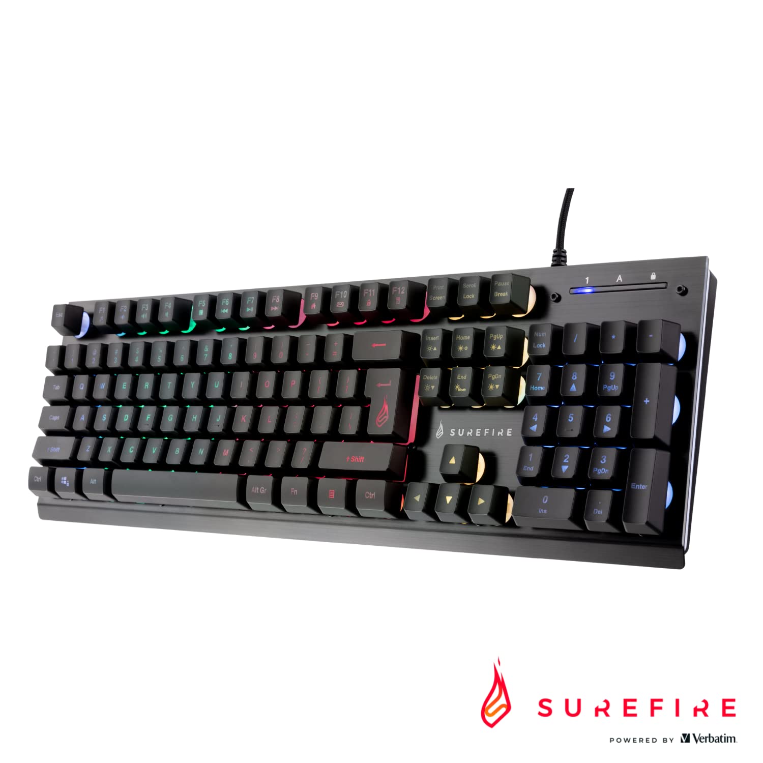 SureFire Kingpin X2 Mechanical Gaming Keyboard - RGB Backlit, Aluminum Faceplate, 25-Key Anti-Ghosting, US QWERTY Layout - Perfect for PC Gaming, Esports & Streaming Setup