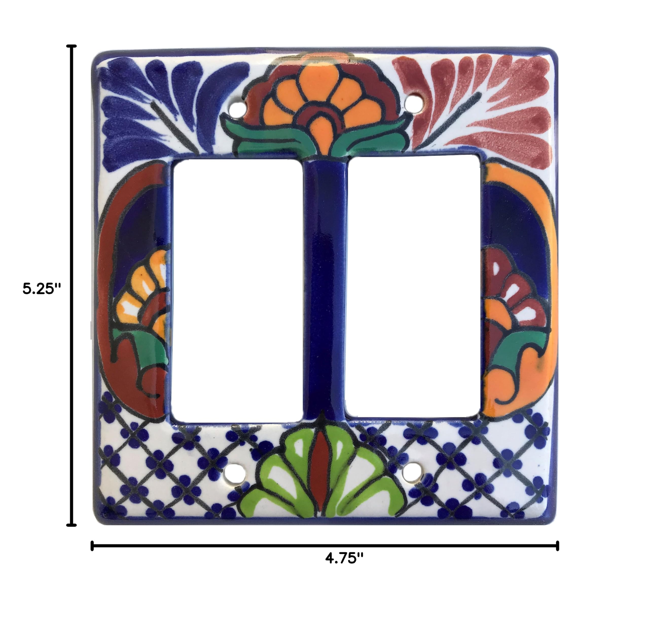 Double Decora Mantel Talavera Switch Plate Cover - Hand-Painted Mexican Ceramic Electrical Outlet Cover - Perfect for Living Room, Bedroom & Kitchen Decor