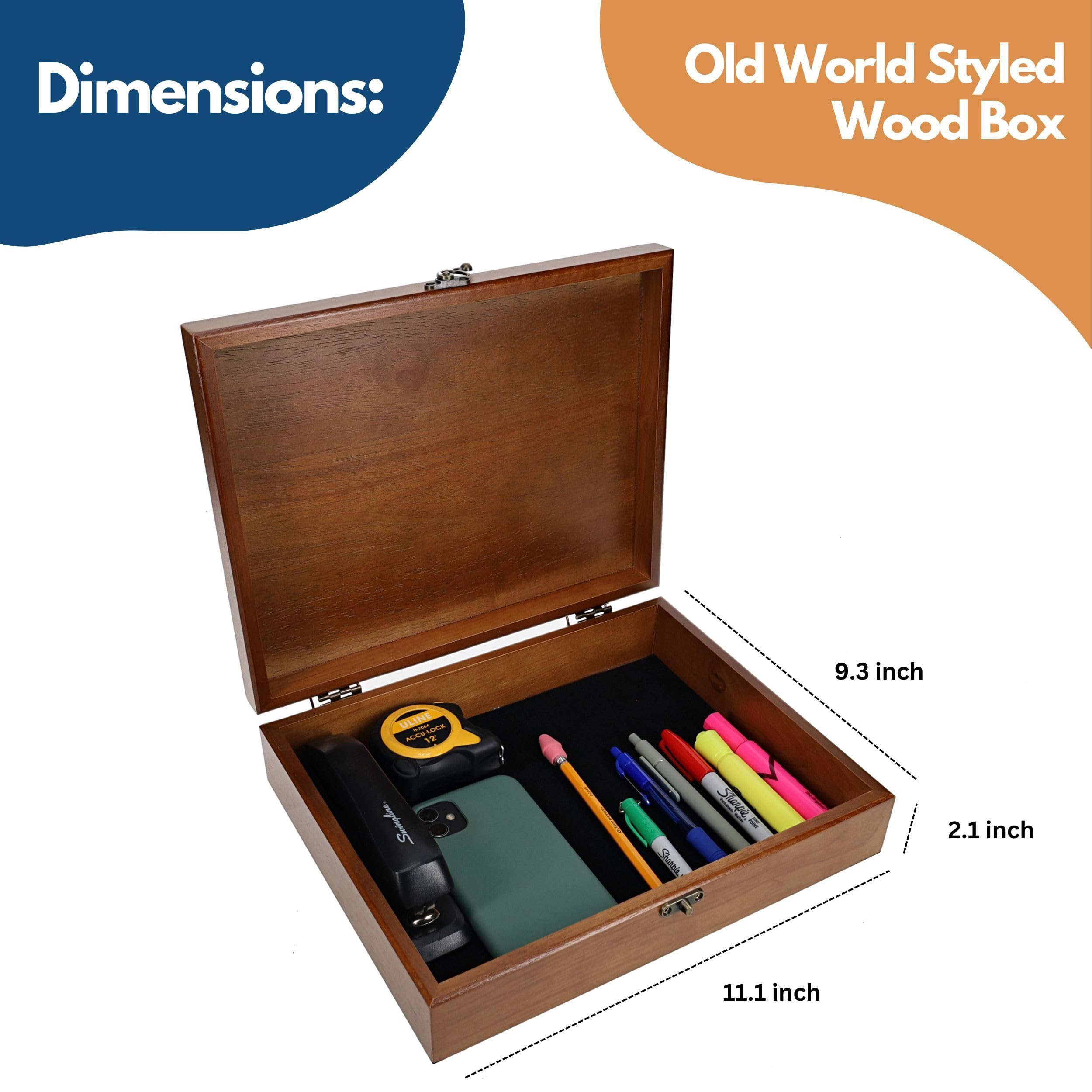 Custom Engraved Wooden Treasure Box with Brass Latch - Walnut Finish for Jewelry Storage
