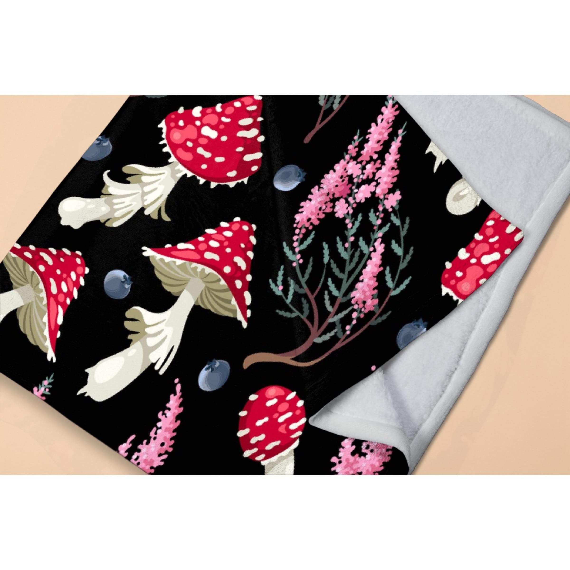 Avalokitesvara Raw Forest Mushroom Flannel Blanket - Super Soft & Warm 40x30 Inch Cozy Throw for Bed, Couch, Sofa - Perfect for Pets, Winter Nights & Home Decor