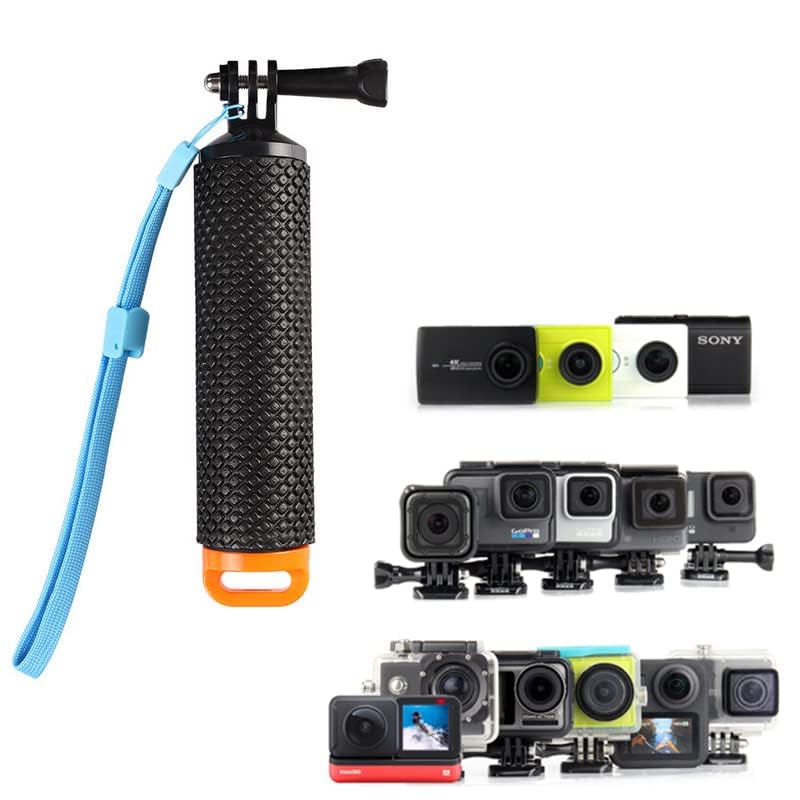 Waterproof Floating Hand Grip Selfie Stick with Monopod Handle - Compatible with GoPro Hero 10/9/8/7, Session, Fusion, Max, AKASO, SJCAM & DJI Osmo Action Cameras - Perfect for Water Sports, Vlogging & Outdoor Adventures (Orange)