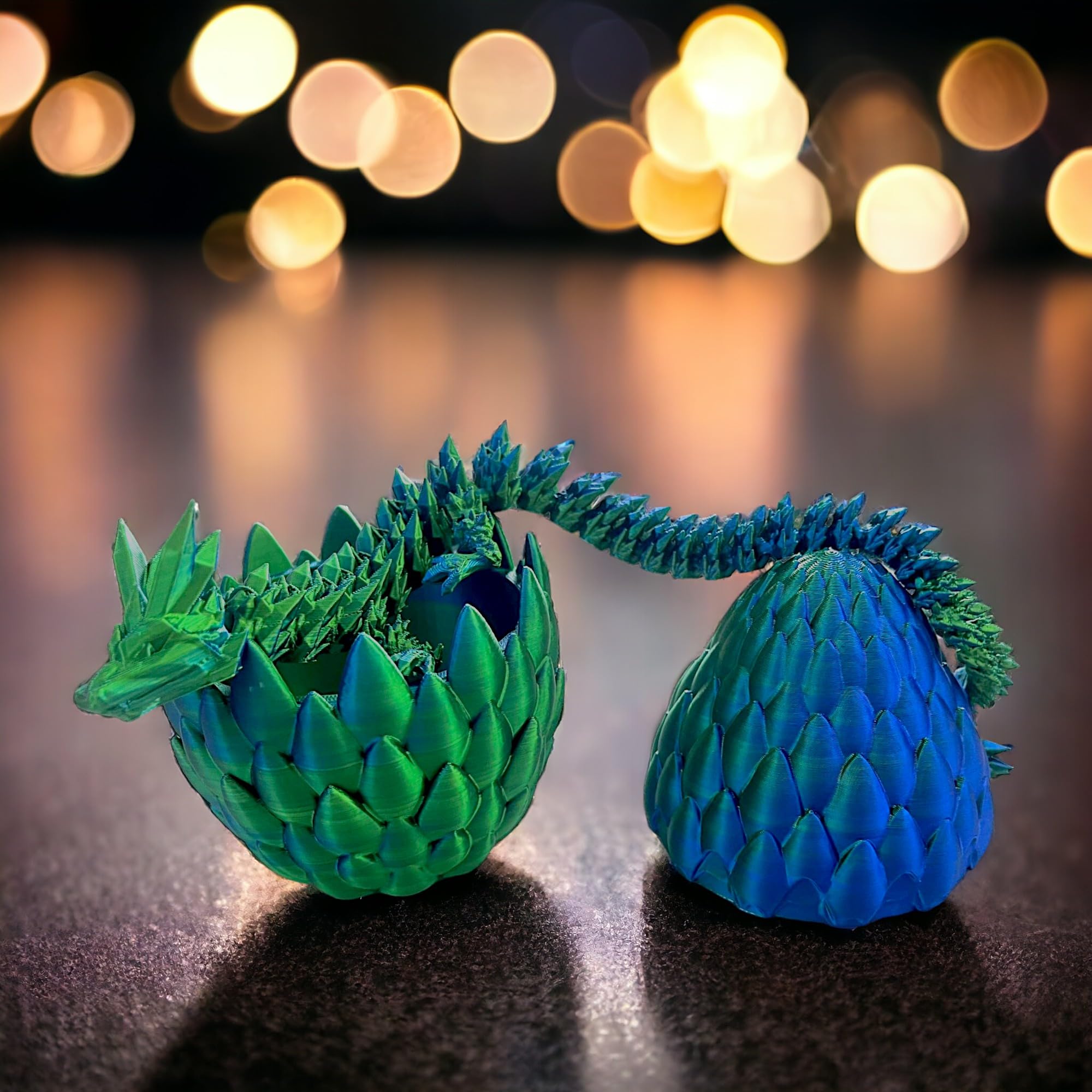 3D Printed Dragon Egg Fidget Toy with Gift Box - Stress Relief Sensory Toy for Autism & ADHD, Articulated Dragon Desk Toy for Easter Basket, Kids & Adults (Green) - Perfect for Home, Office & Classroom Use
