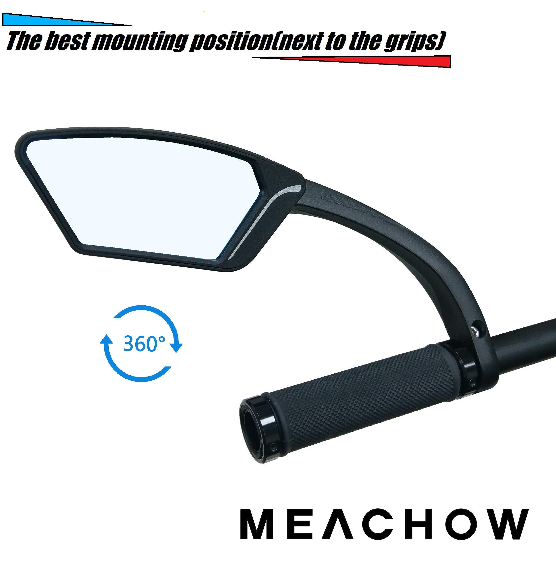 MEACHOW Scratch-Resistant Glass Lens Bike Mirror - Rotatable Handlebar Rearview Mirror for Safe Cycling, ME-002 | Perfect for Road Bikes, Mountain Bikes & Commuting