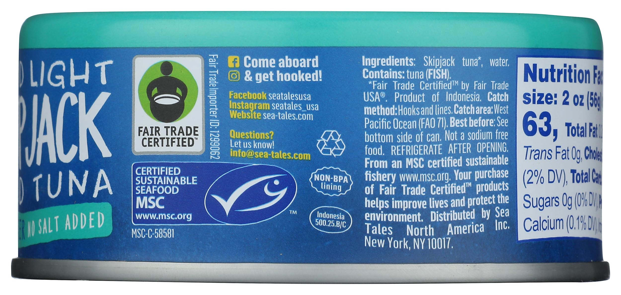 Premium Skipjack Tuna in Water - 5 Ounce Can, High Protein & Low Sodium, Perfect for Salads, Sandwiches & Healthy Meal Prep - Sea Tales Brand