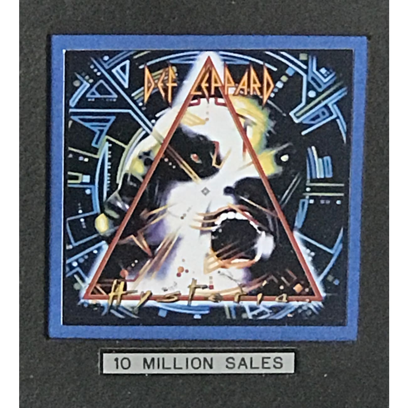 Def Leppard Hysteria RIAA 10x Multi Platinum LP Award - Rare Collectible Presented to Guitarist Steve Clark - Perfect for Music Memorabilia Displays & Rock Fan Collections