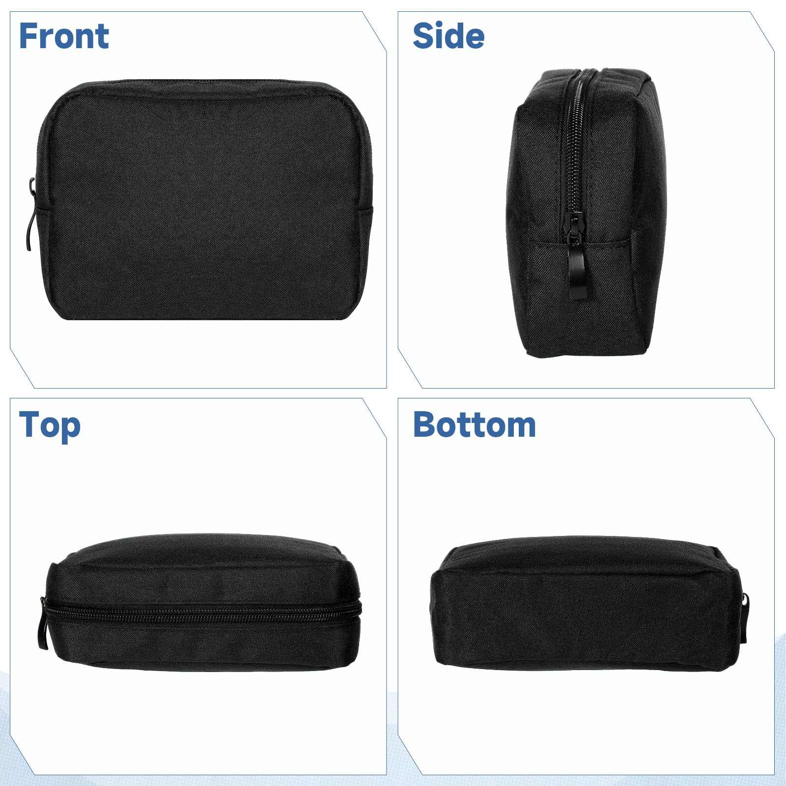 2 Pack Waterproof Small Makeup Bag for Purse - Portable Soft Cosmetic & Electronics Organizer - Mini Toiletry Travel Bag for Women - Perfect for Cosmetics, Jewelry, Phone Accessories & Travel Essentials (Black)