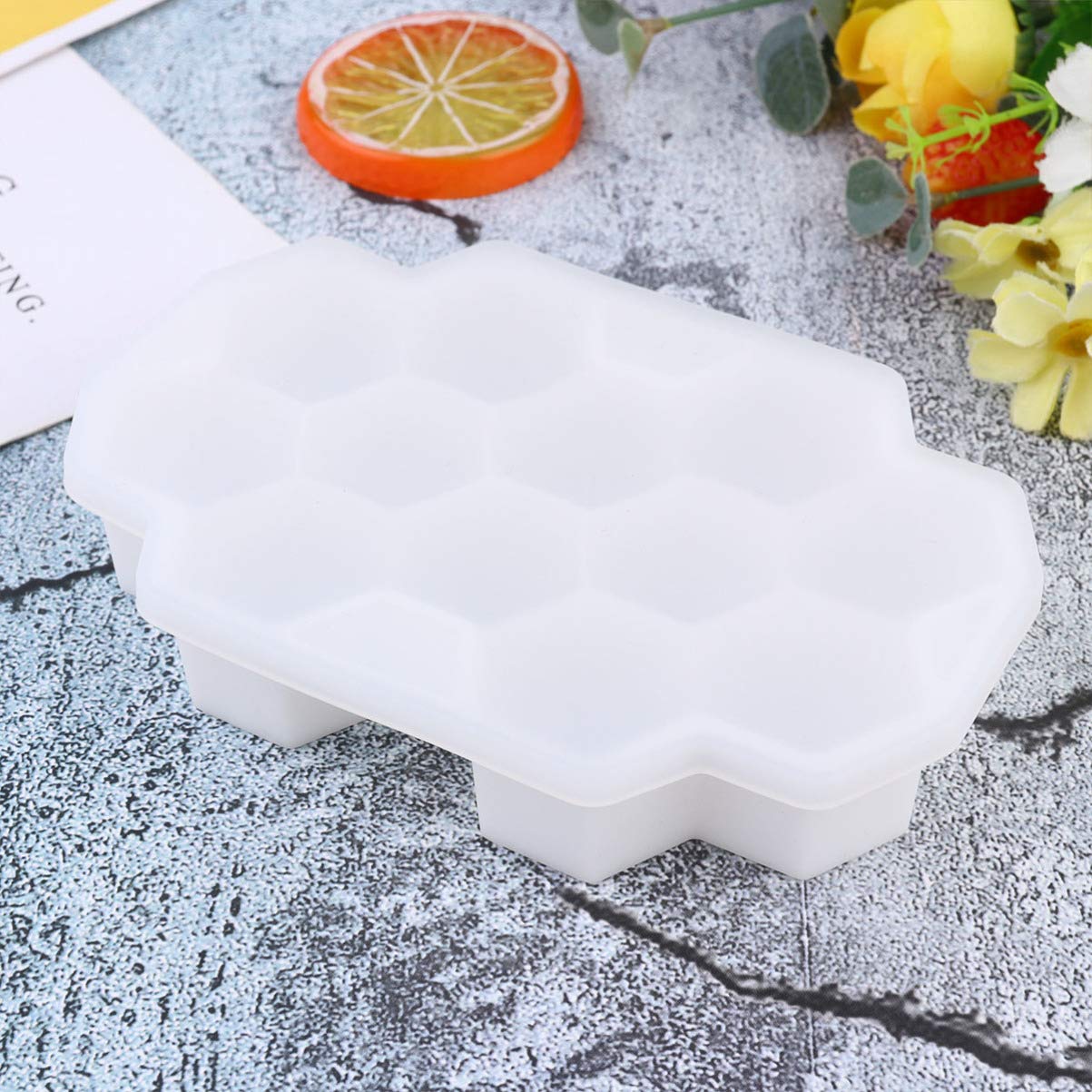 Hemoton 2-Pack 12-Cavity Honeycomb Ice Cube Trays with Lids - Whiskey Ice Molds, Silicone Ice Grids for Cocktails, Chocolate & DIY Ice Cream - Perfect for Freezer, Parties & Home Bars