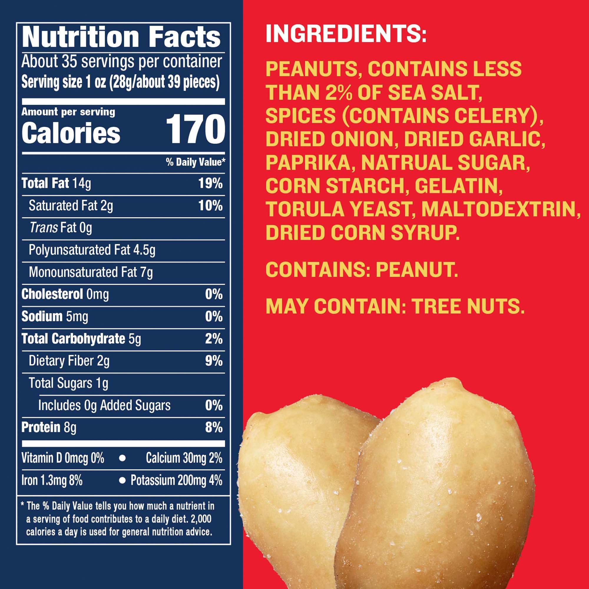 Dry Roasted Lightly Salted PLANTERS Peanuts - 6 Pack (2.2 lb Each) | Healthy Protein Snacks for Adults | Perfect for Office, Hiking & Game Day Parties