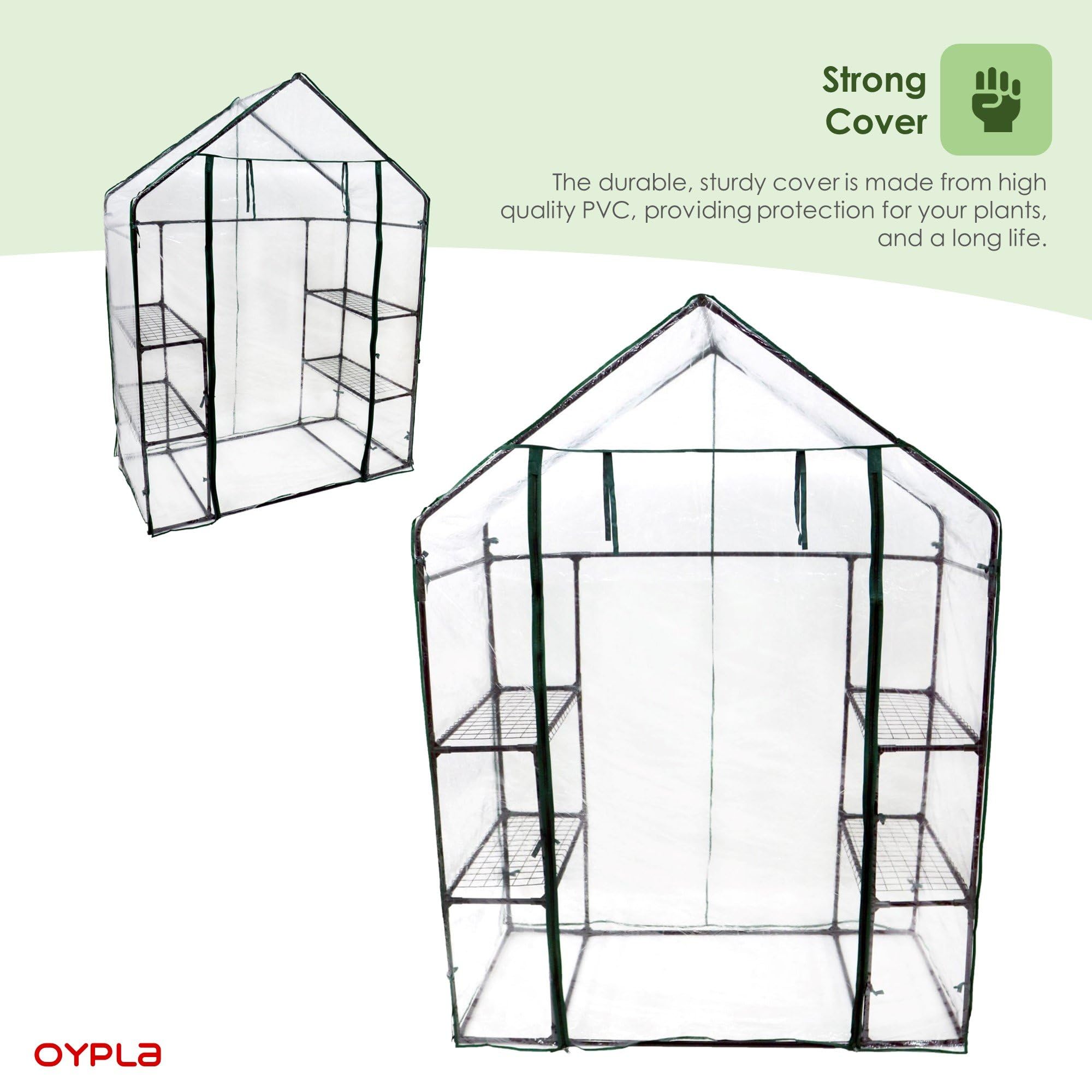 Outdoor Walkthrough Greenhouse with 4 Plant Shelves - Perfect for Gardening, Seed Starting & Plant Protection - Ideal for Backyards, Patios & Small Farms