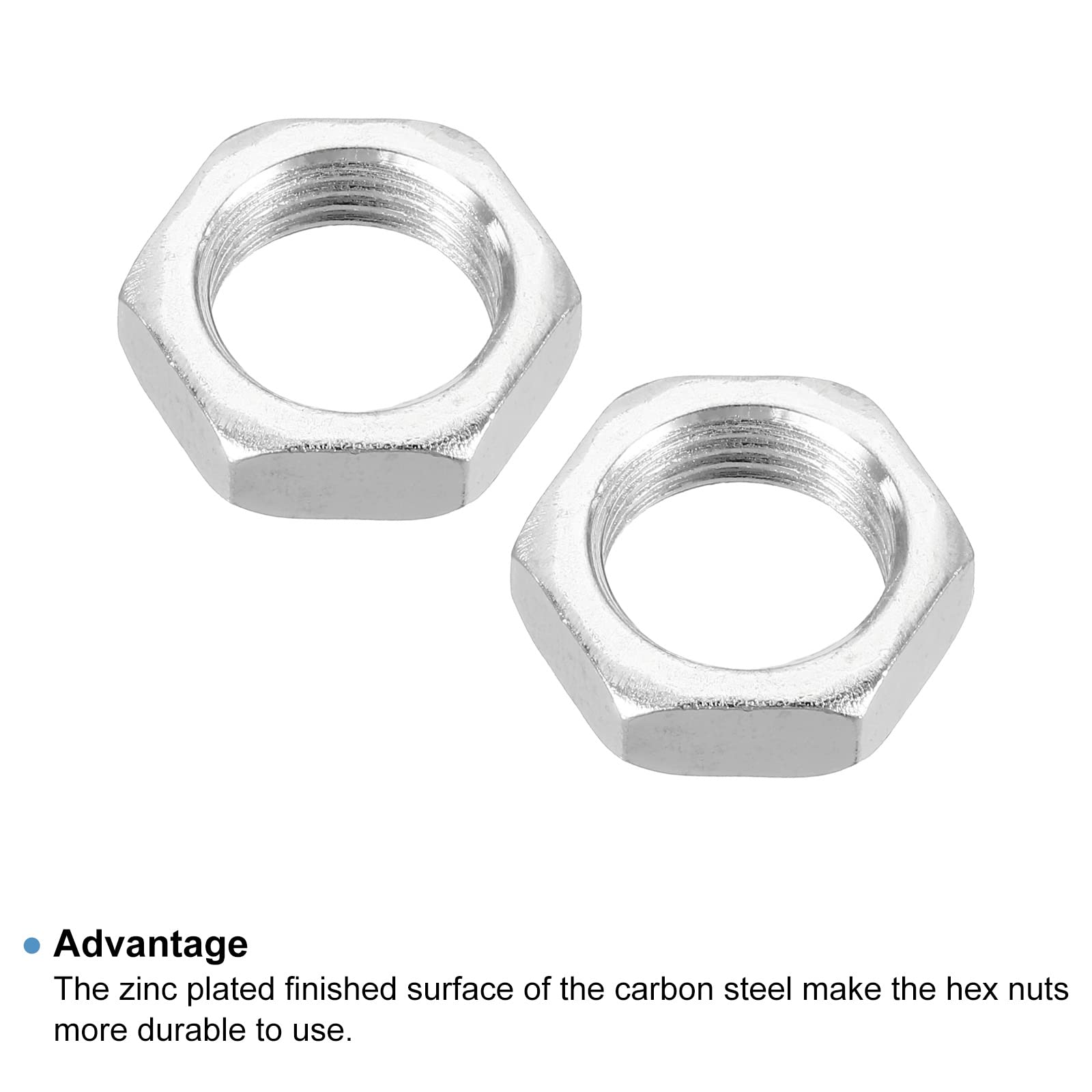 PATIKIL M18 x 1.5 Steel Hex Nuts - 10 Pack Metric Thread Zinc Plated Fasteners (8mm Height) - Durable Hardware Nuts for Automotive, Machinery & DIY Projects