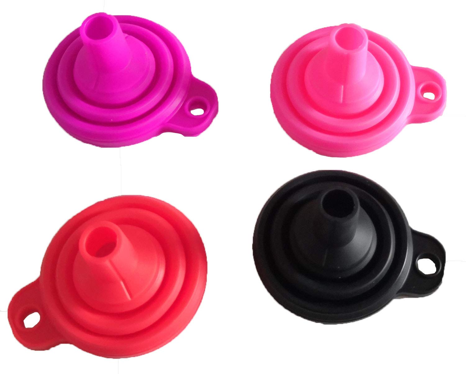 ANYLEY Collapsible Silicone Funnel Set - 4 Pack with Bottle Brush | Large & Small Food Grade Kitchen Funnels for Liquid & Powder Transfer | Foldable, Flexible & Space-Saving | Perfect for Cooking, Baking, Canning & DIY Projects