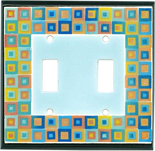 Art Glass Ceramic Toggle Switch Plate Covers - Set of 2 Decorative Light Switch Plates for Home & Office Decor - Durable & Stylish Wall Plate Covers for Living Room, Bedroom, Kitchen