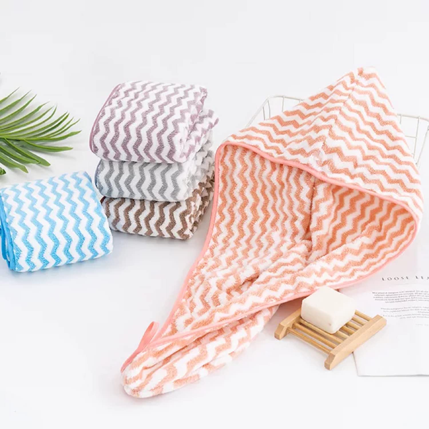 Khillayox 400 GSM Microfiber Hair Towel Wrap for Women - Super Absorbent Quick Dry Hair Turban, Soft Bathrobe Towel Set of 2 (Ideal for Shower, Salon, Spa & Travel)