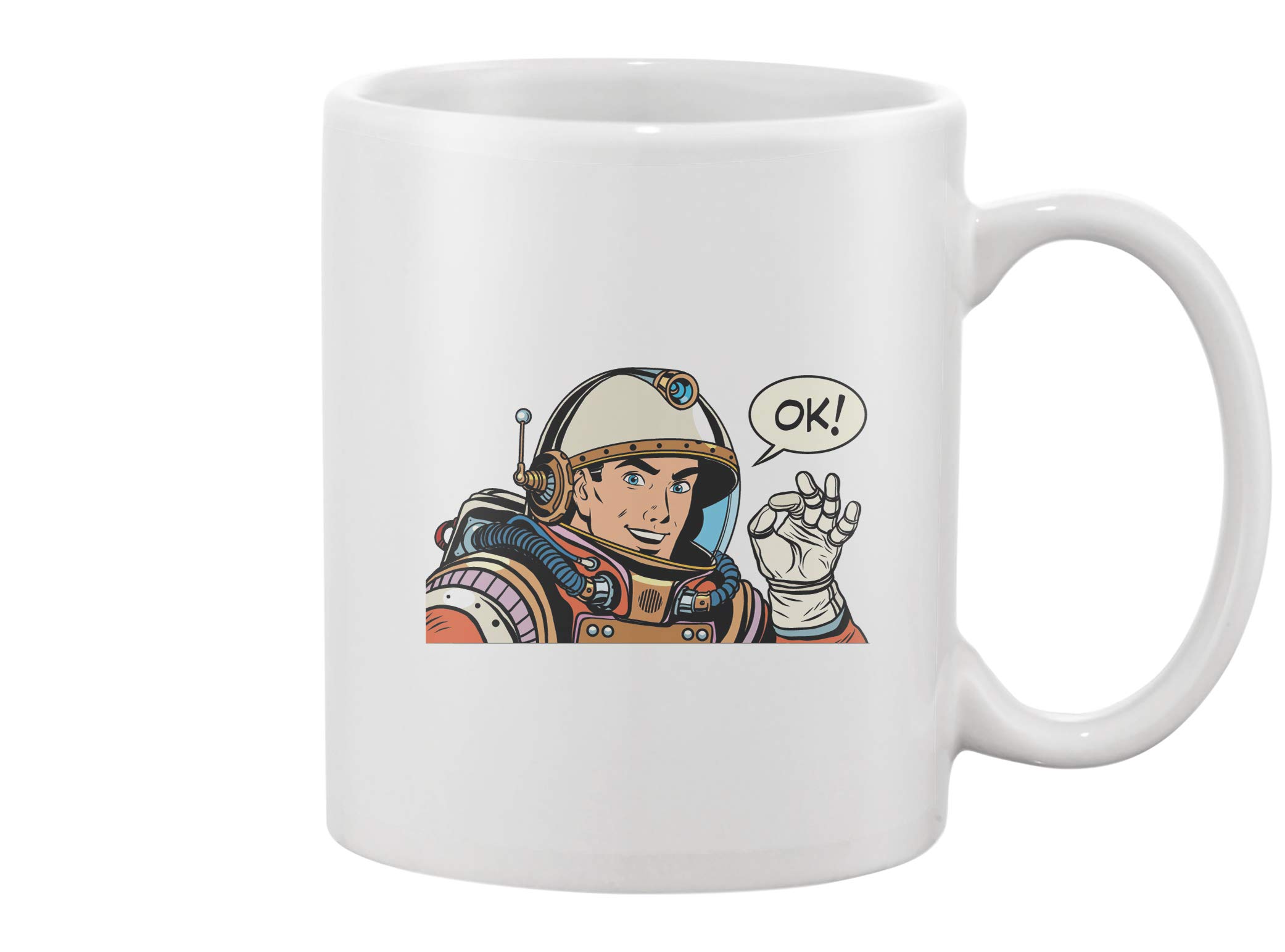 Ok Astronaut Man Mug - Funny Space Themed Coffee Cup for Men & Women - Perfect for Office, Home, or Gifts - Great for Coffee, Tea, Hot Chocolate
