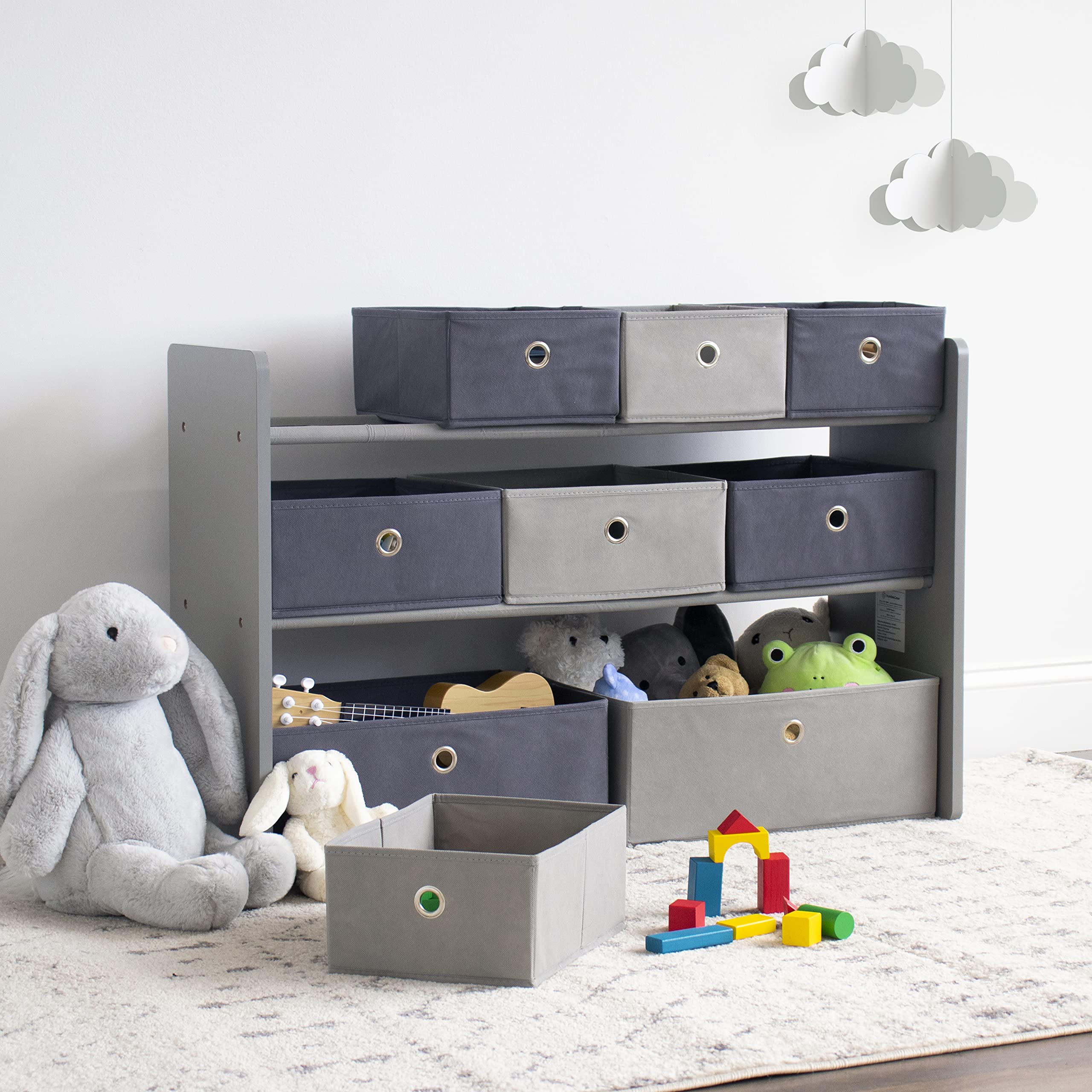 Humble Crew 9-Bin Toy Storage Organizer with Removable Fabric Bins - Light Grey Playroom Organizer for Toddlers & Kids - Nursery, Bedroom & Playroom Organization Solution - Perfect for Storing Toys, Books & Kids' Essentials