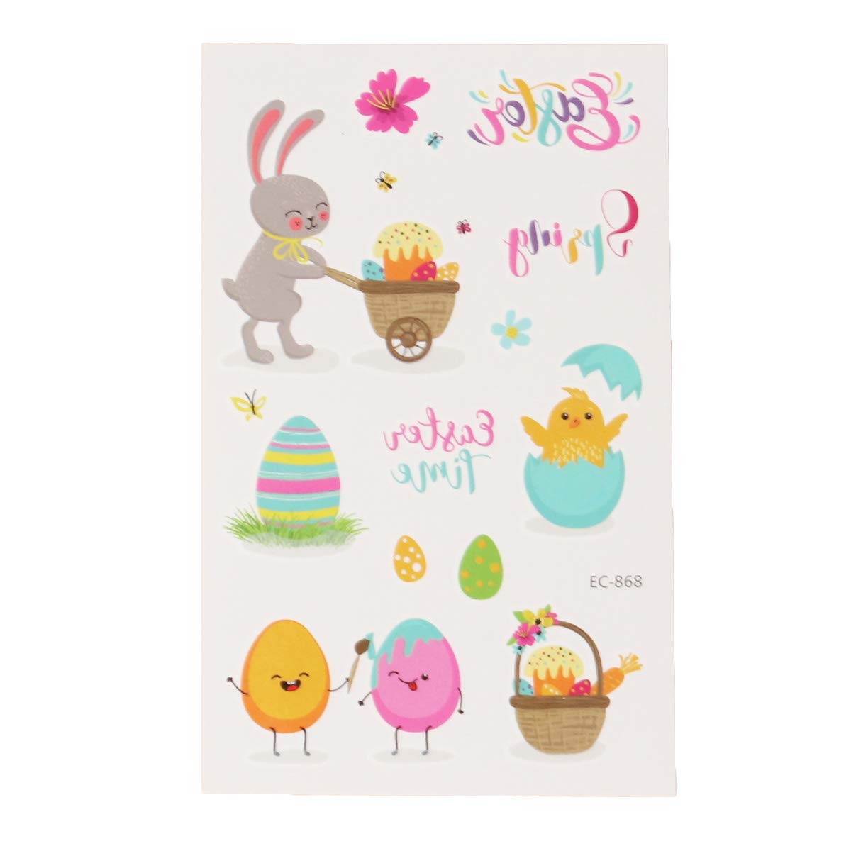 PRETYZOOM 10-Piece Waterproof Temporary Tattoo Stickers - Easter Bunny Cartoon Designs for Kids, Body Art Decorations & Party Favors | Perfect for Easter Celebrations, Birthday Parties & Costume Events