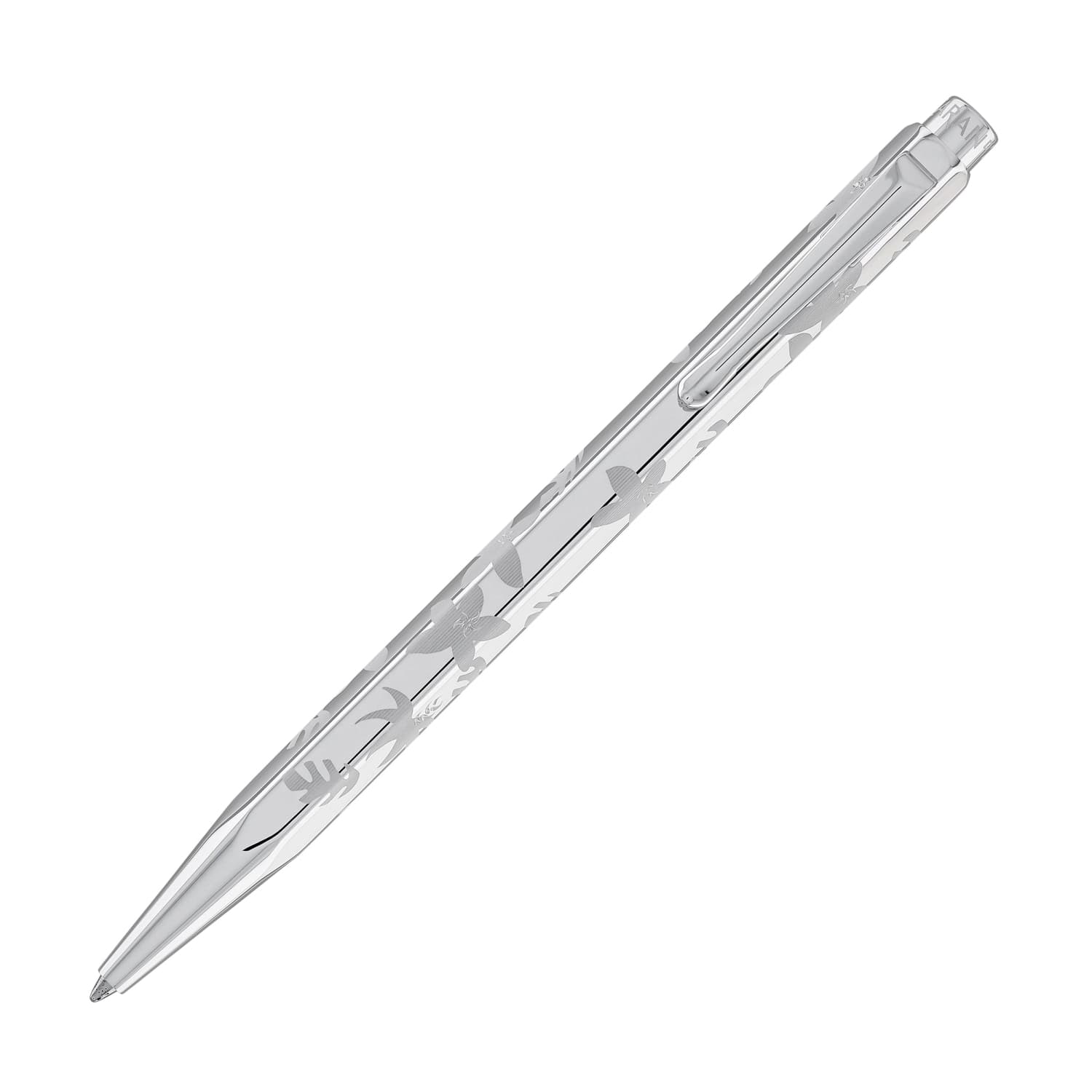 Caran d'Ache Ecridor Palladium Ballpoint Pen with Floral Design - Premium Writing Instrument for Business, Gifts & Luxury Collectors
