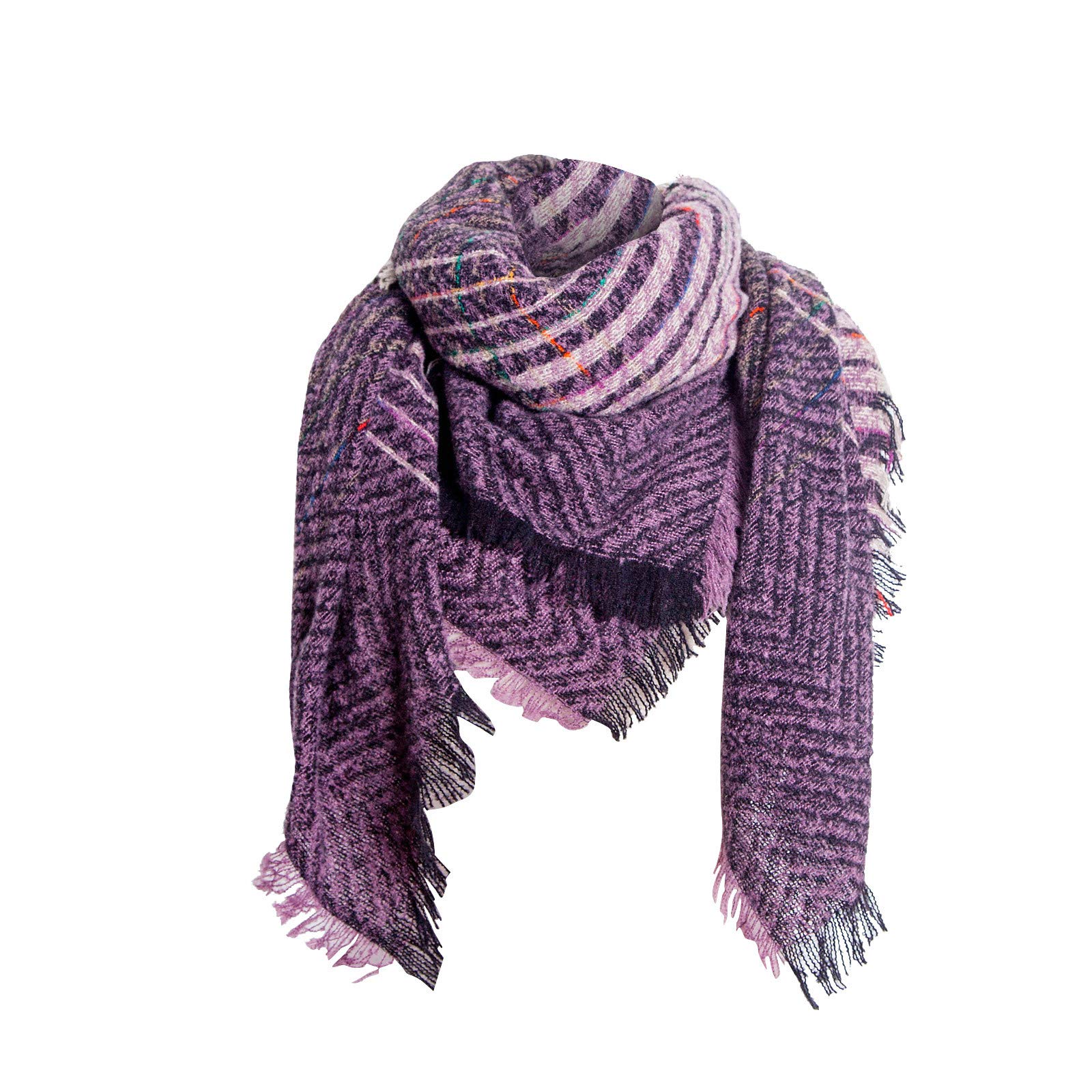 Stylish Winter Scarf for Women & Men - Colorful Square Tassel Shawl Wrap for Casual Wear, Head Cover & Cold Weather Protection - Perfect for Outdoor Activities, Office & Travel Accessories