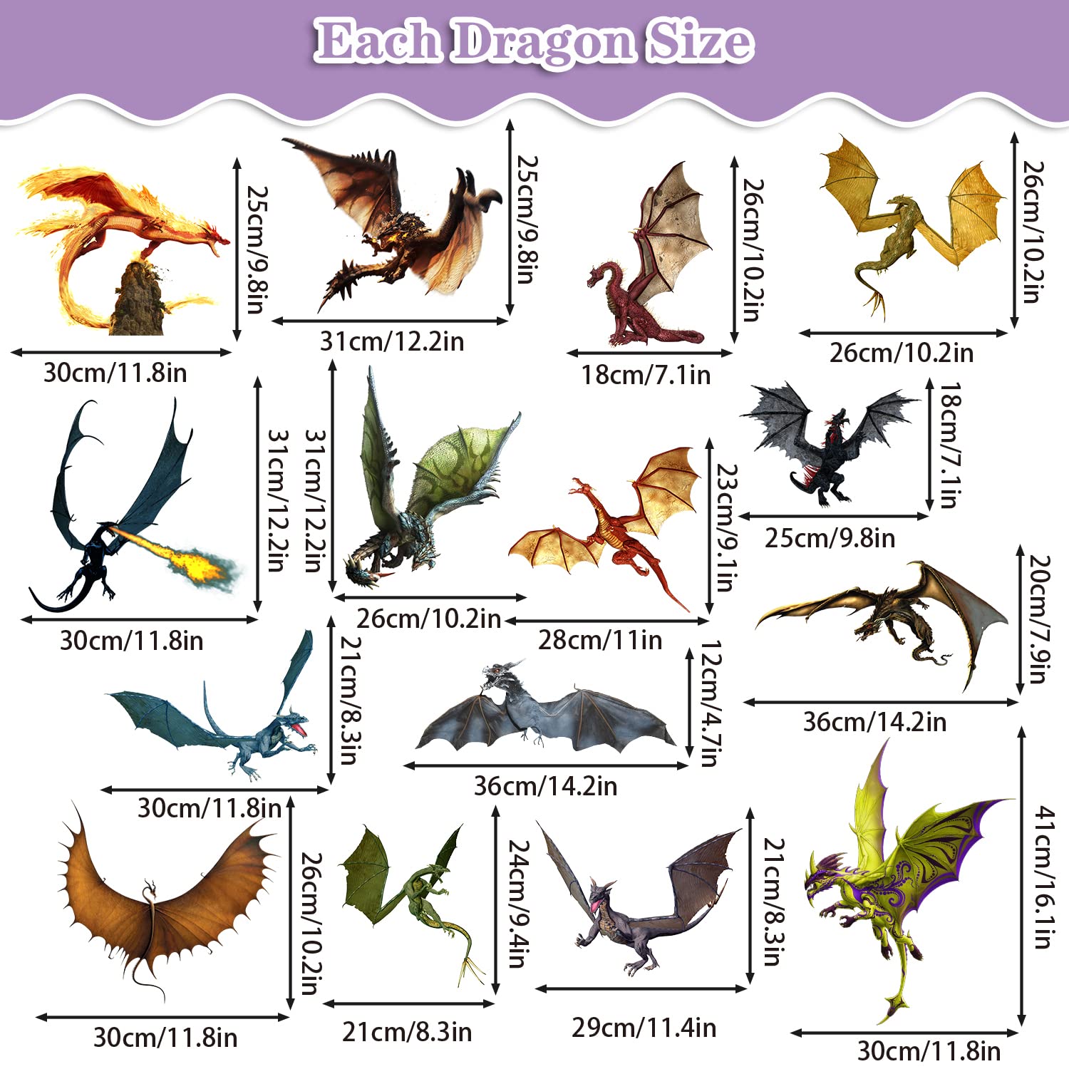 3D Fantasy Dragon Wall Decal - Peel & Stick Removable Vinyl Wall Art for Kids Room, Nursery, Living Room & Classroom Decor | Perfect for Themed Parties, Fantasy Bedrooms & Playroom Wall Decorations