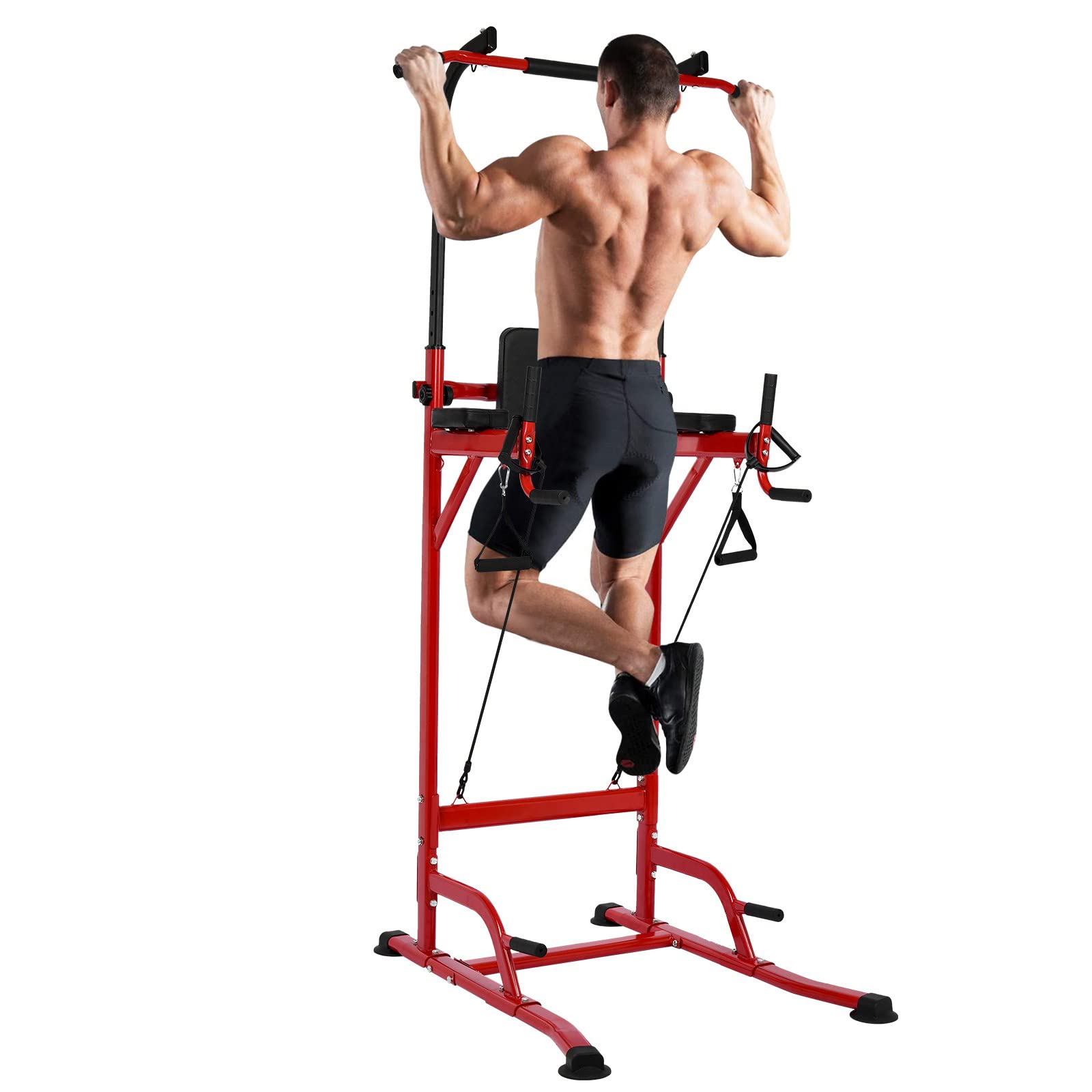 Meticpr Power Tower Dip Station - Adjustable Pull Up Bar & Dip Stand for Home Gym Strength Training - 330LBS Weight Capacity - Perfect for Calisthenics, CrossFit & Bodyweight Exercises