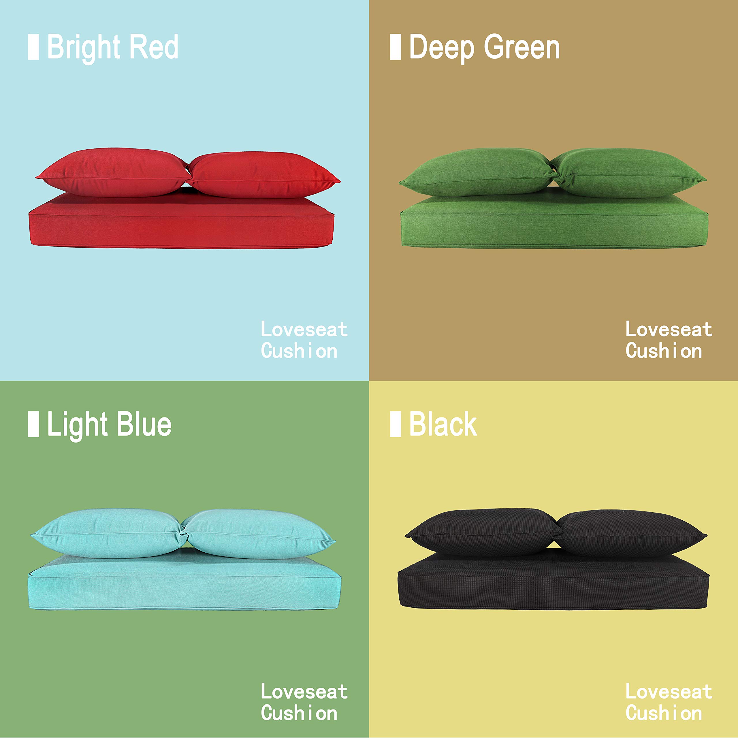 BOSSIMA Patio Furniture Cushions - Deep Seat Glider Loveseat Cushion Set for Indoor & Outdoor Use - Comfortable Black Outdoor Seating Cushions - Perfect for Garden, Deck, Porch and Poolside Relaxation