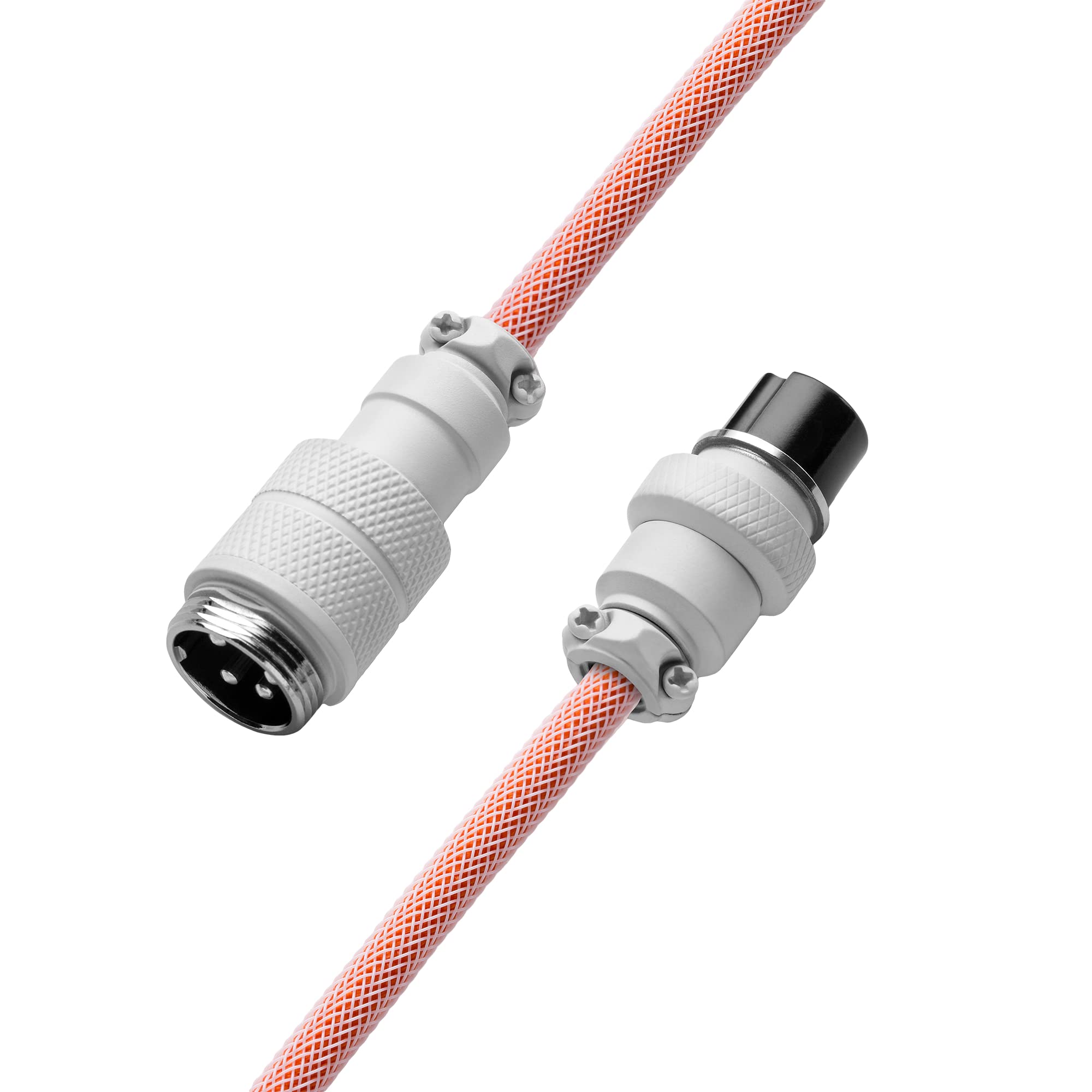 Premium Coiled Keyboard Cable USB A to USB C - 5ft (150cm) Orange Braided Nylon for Mechanical Keyboards - Perfect for Gaming, Typing & Office Setup