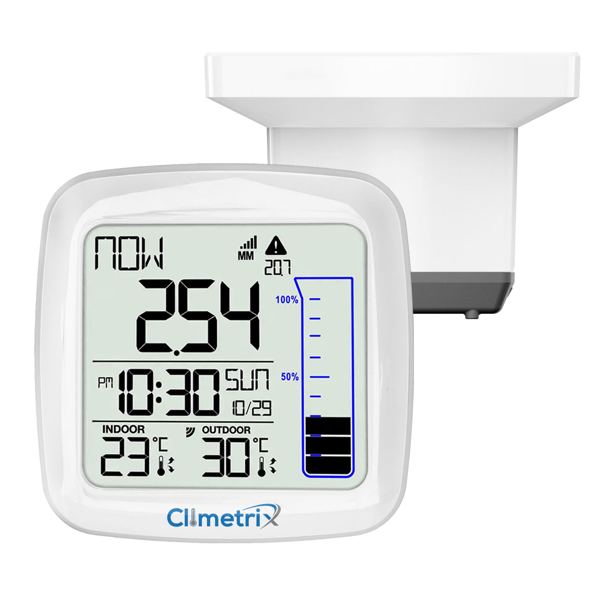 Wireless Digital Rain Gauge with Self-Emptying Design - Accurate Rainfall Measurement & Precipitation Forecasting | 200ft Transmission Range | Includes Indoor/Outdoor Thermometer | Perfect for Home Garden, Farm & Weather Monitoring