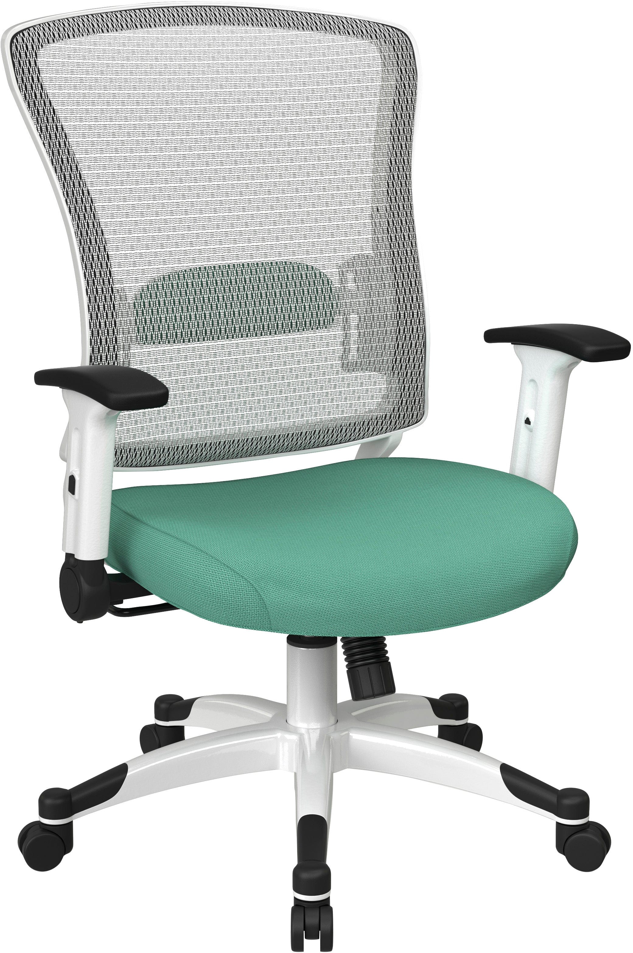 Office Star White Frame Managers Chair - Ergonomic Mesh Back, Adjustable Height, Fun Colors (317W W1C1F2W) - Perfect for Home Office, Conference Rooms & Executive Workspaces