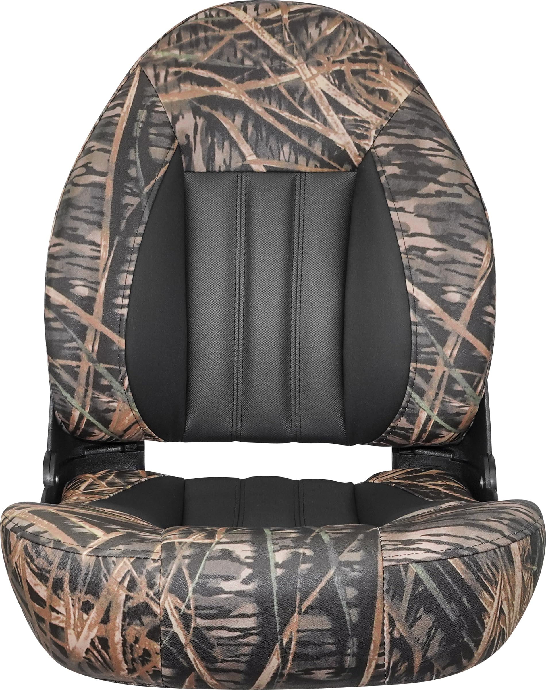 Tempress ProBax Orthopedic Folding High Back Boat Seat - Mossy Oak Shadow Grass/Black/Carbon - Ergonomic Support for Fishing & Boating Comfort