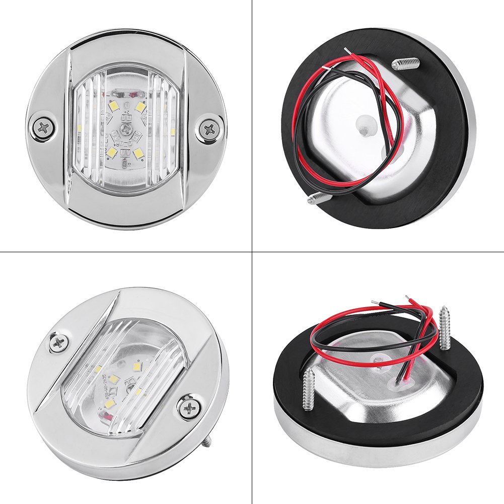 Waterproof LED Stern Lights for Boats - Stainless Steel Marine Transom Lights for Yachts & Sailboats (White) - Perfect for Night Navigation & Dock Safety