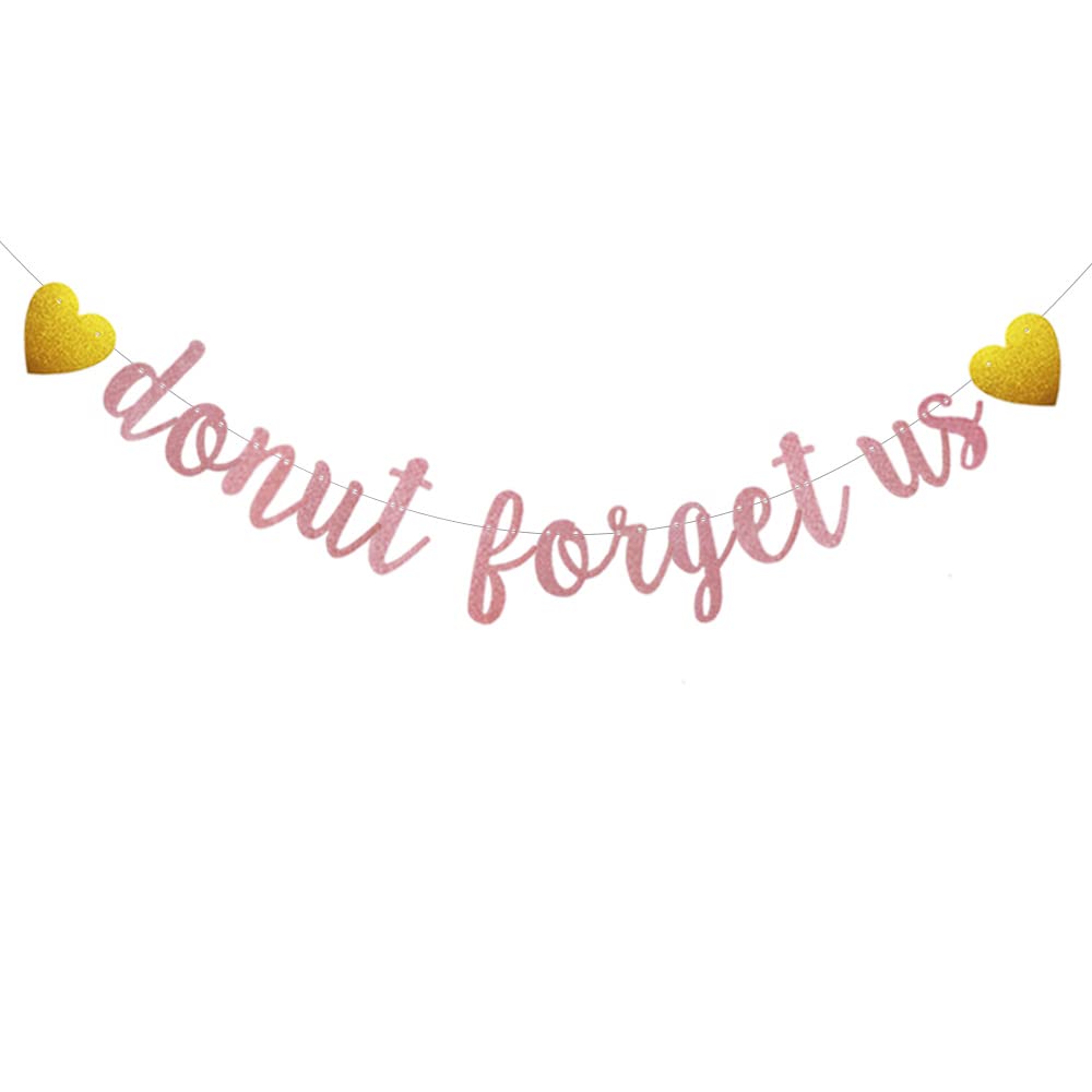 Rose Gold Glitter Donut Banner - Pre-Strung No Assembly Required Party Decor for Farewell, Graduation, Job Change & Moving Celebrations | Perfect for Home, Office & School Events - ABCpartyland